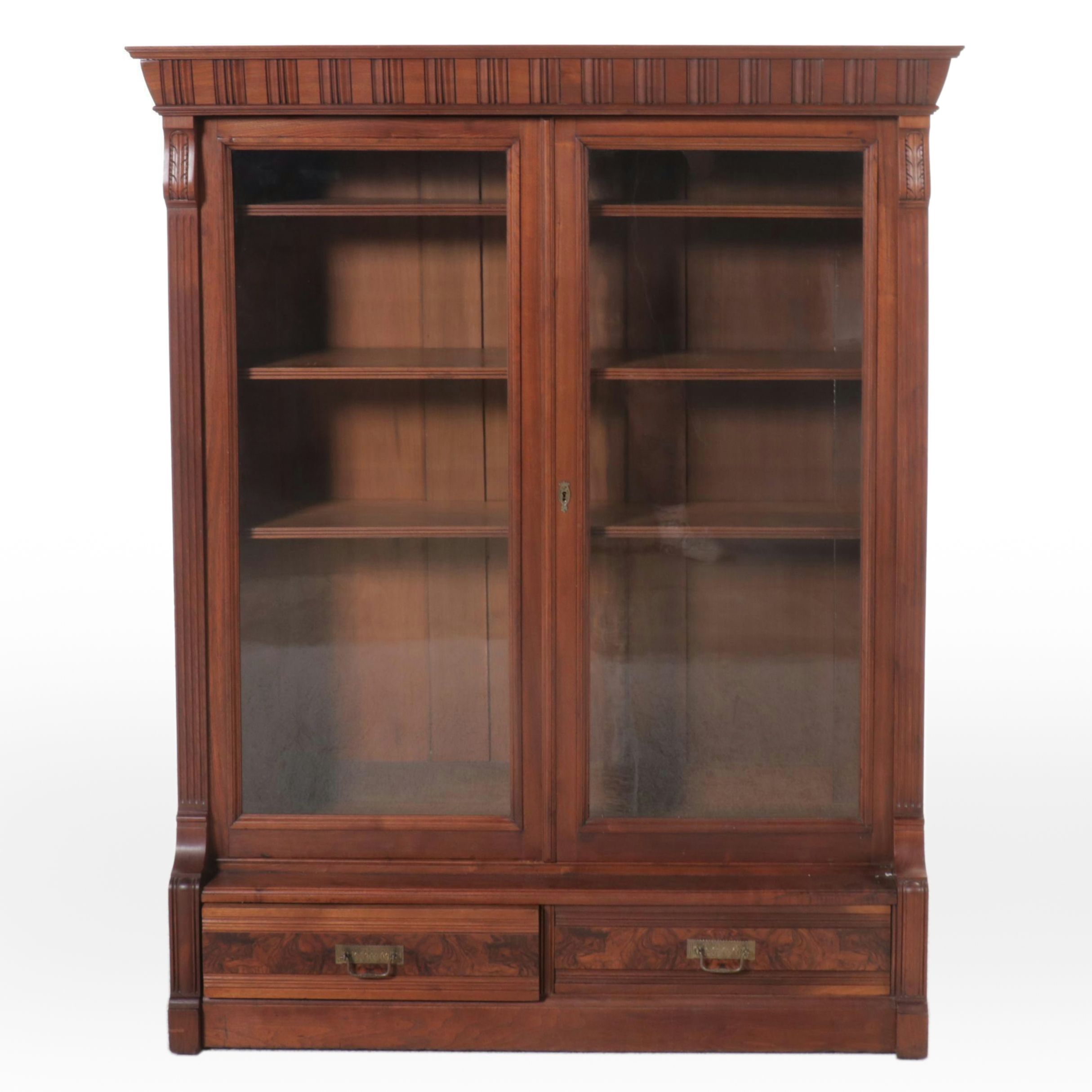 Victorian Walnut Enclosed Bookcase