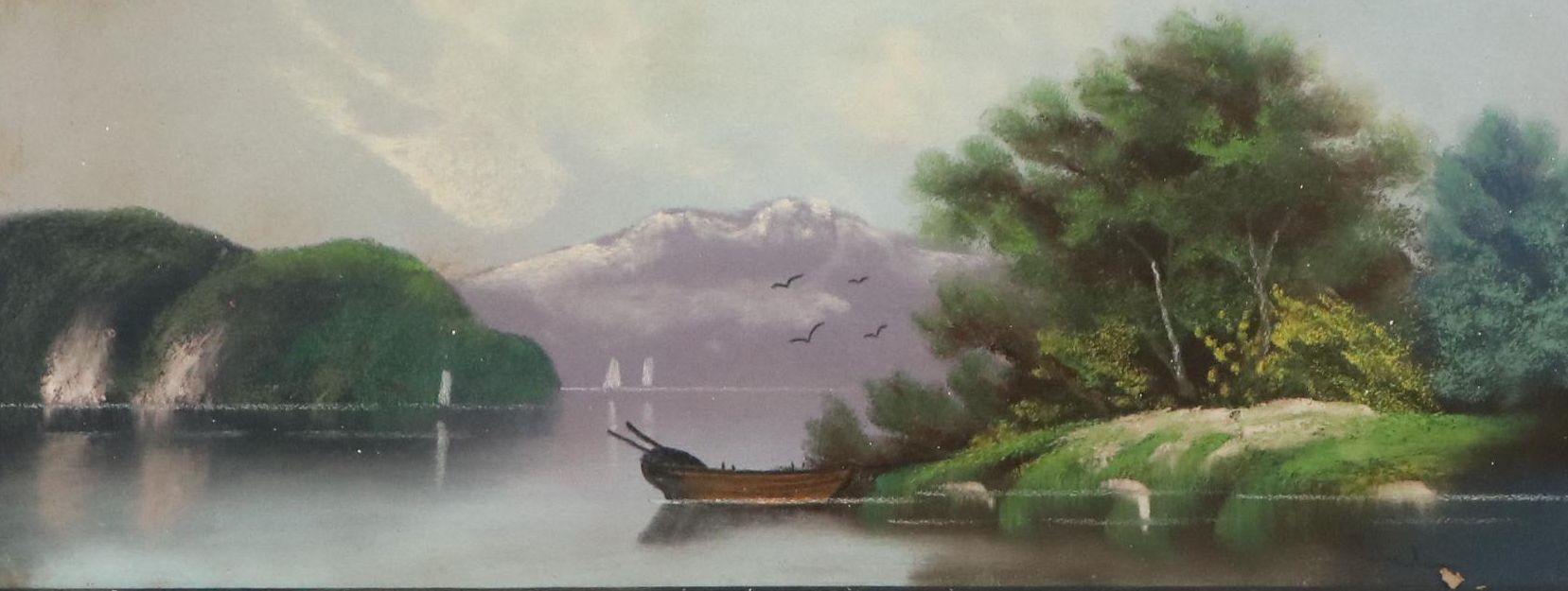 William Henry Chandler Mountainous Landscape Chalk Pastel Drawing