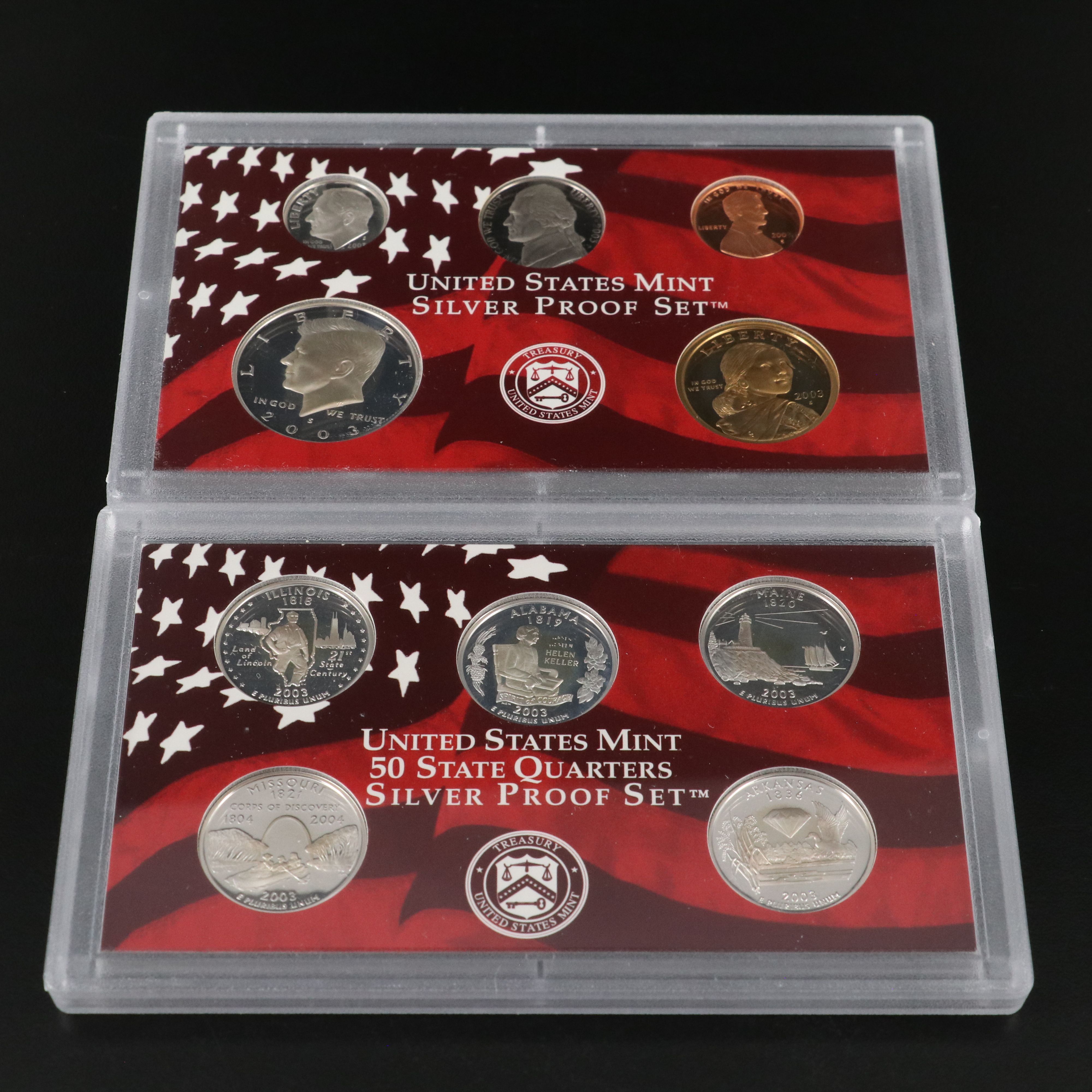 Two United States Modern Silver Proof Sets, 2002 and 2003