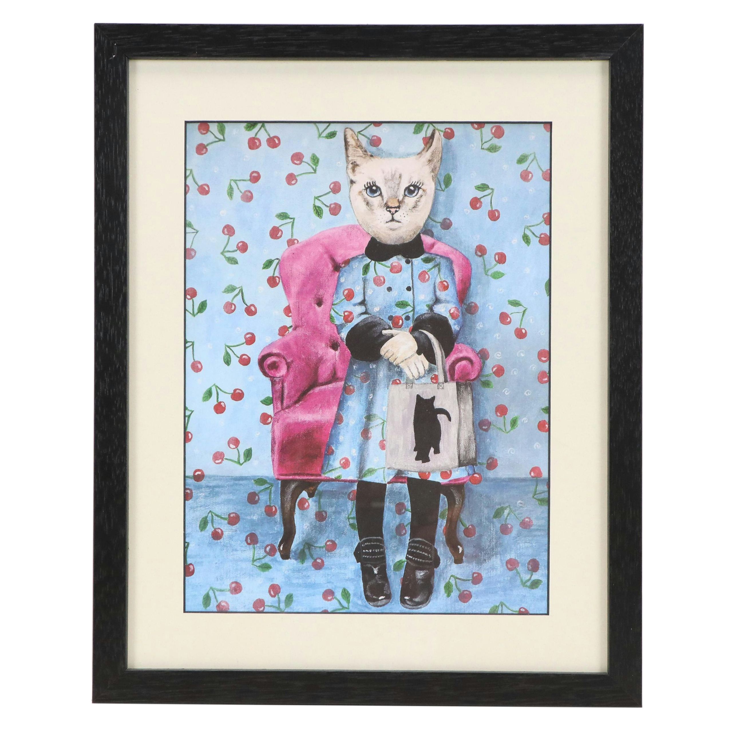Offset Lithograph After Coco de Paris of Cat with Cat Bag, 21st century