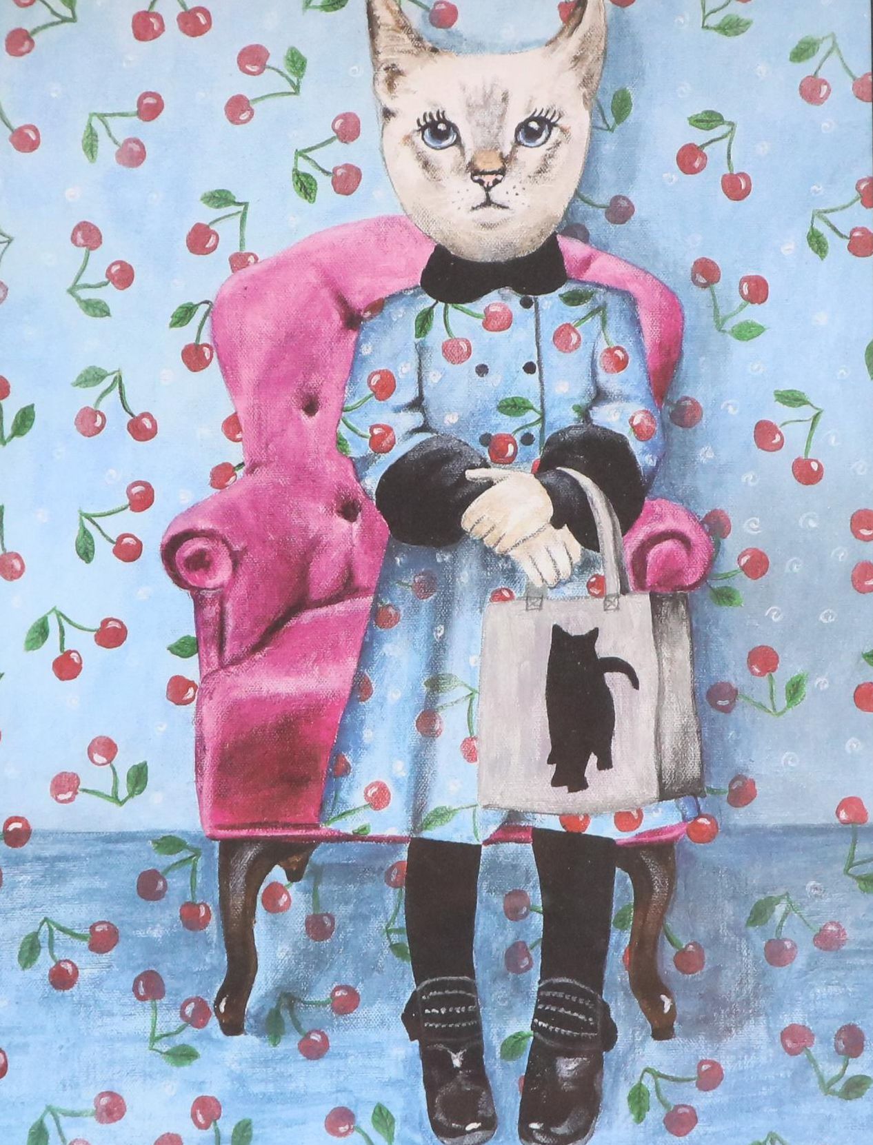 Offset Lithograph After Coco de Paris of Cat with Cat Bag, 21st century