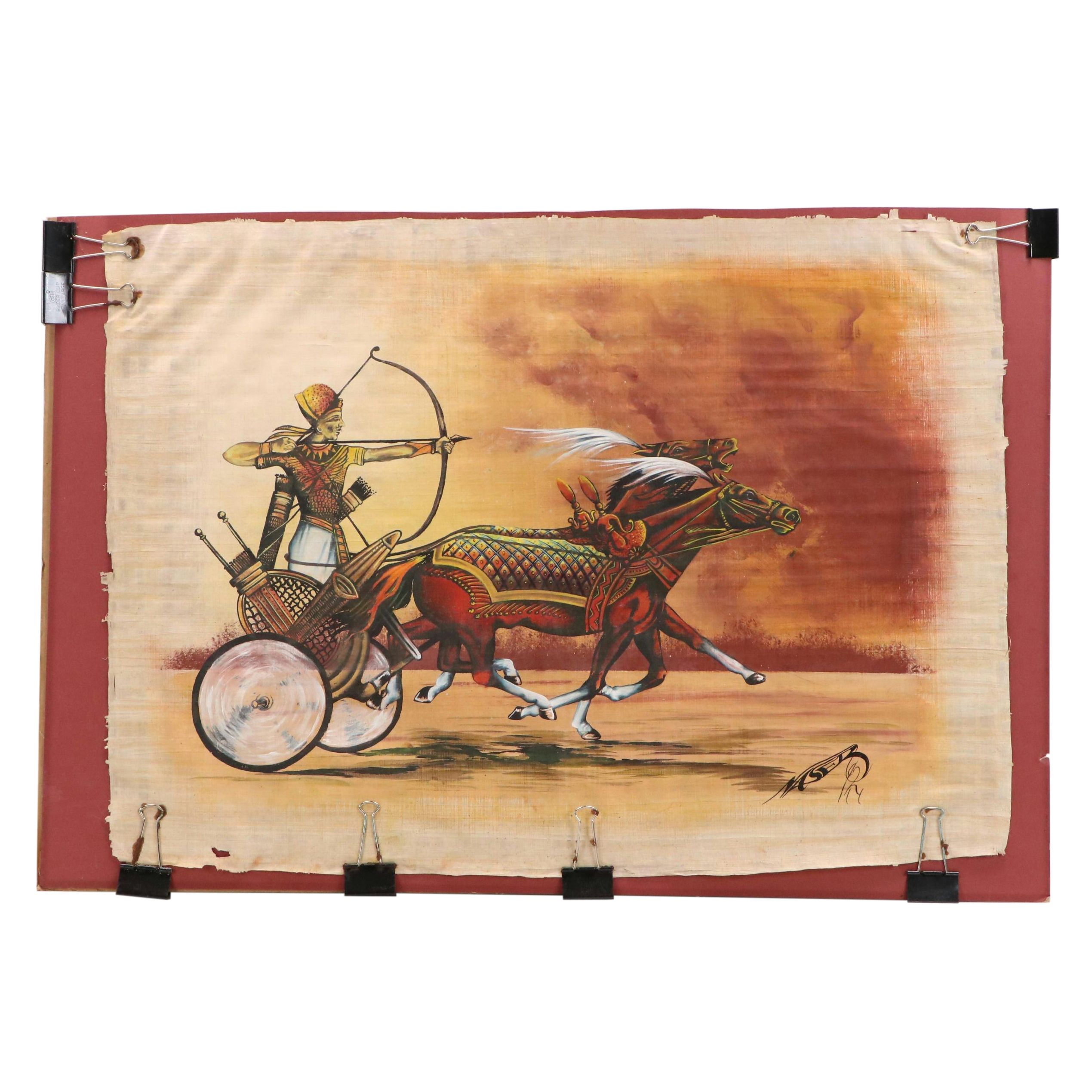 Gouache Painting of Pharaoh Thutmose III on Chariot, 21st Century