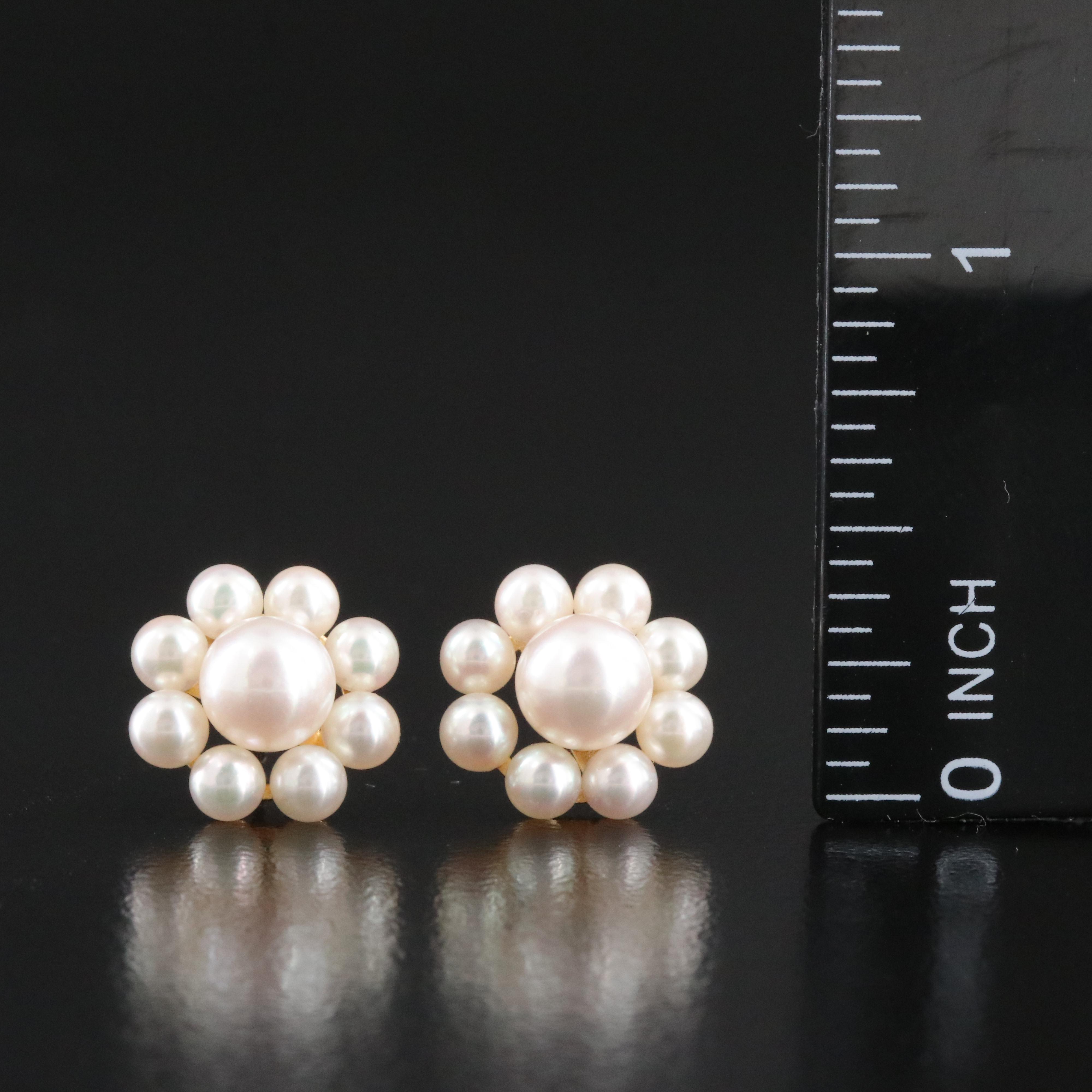 14K Pearl Stud Earrings with Pearl Enhancers