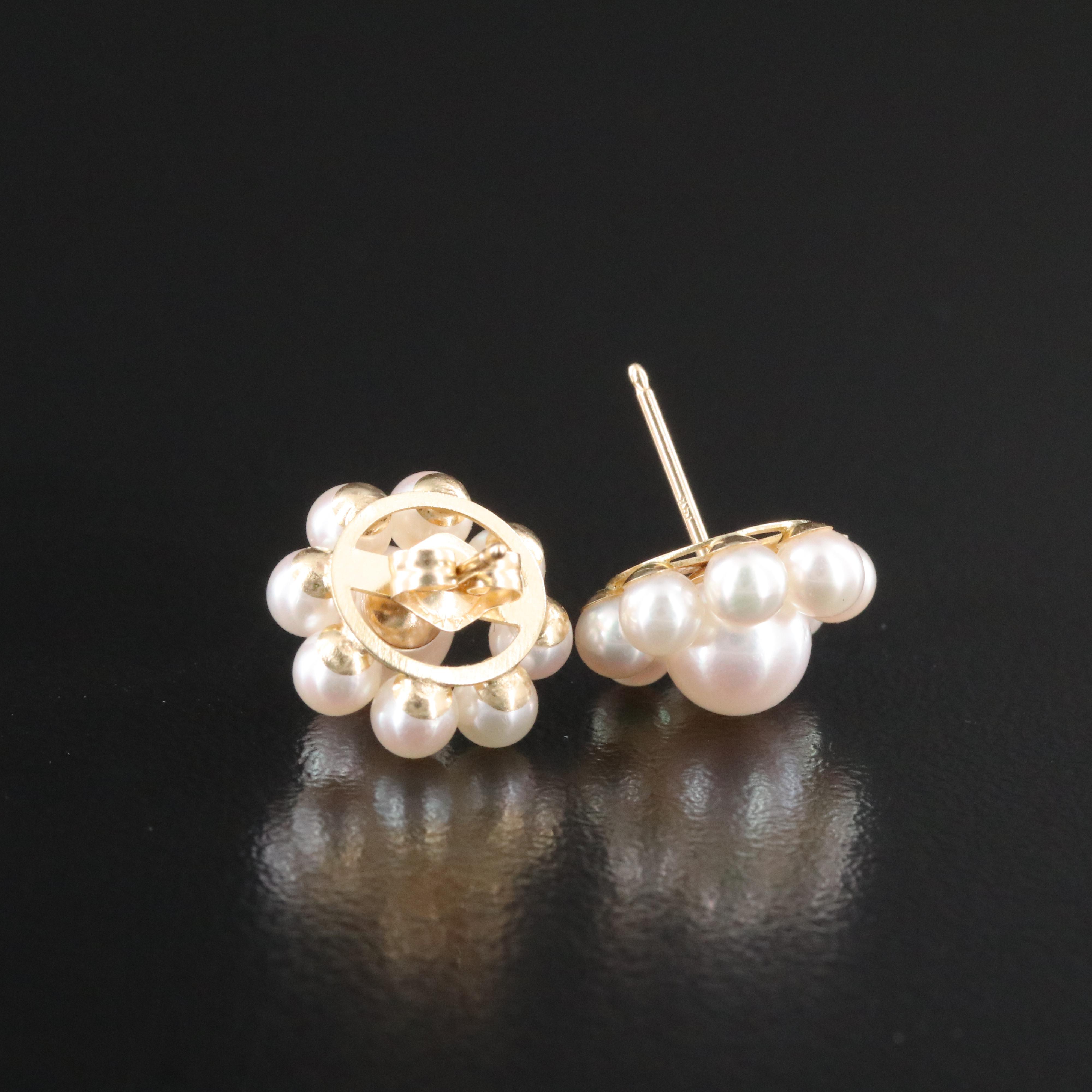 14K Pearl Stud Earrings with Pearl Enhancers
