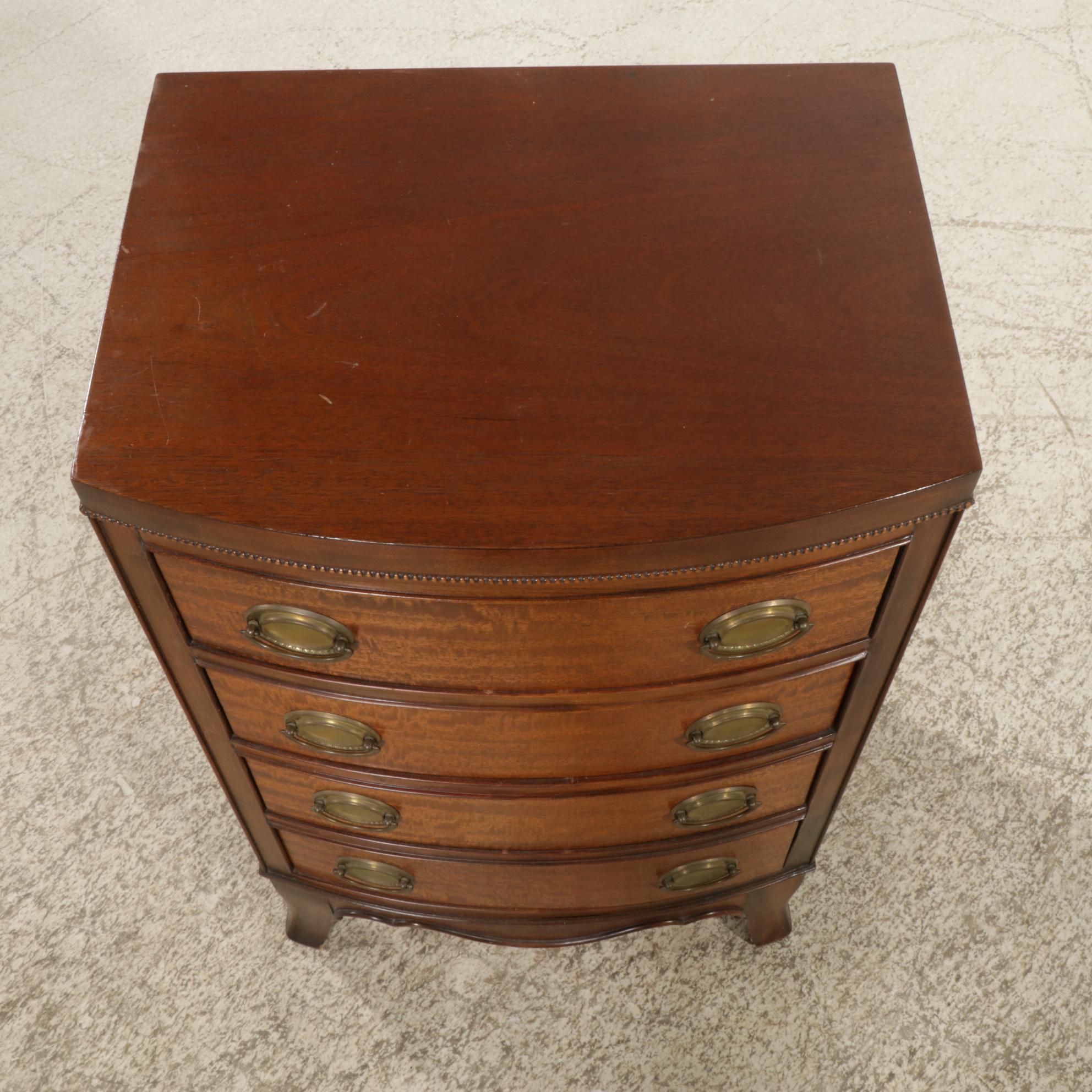 Edwardian Mahogany Bow-Front Small Scale Chest of Drawers
