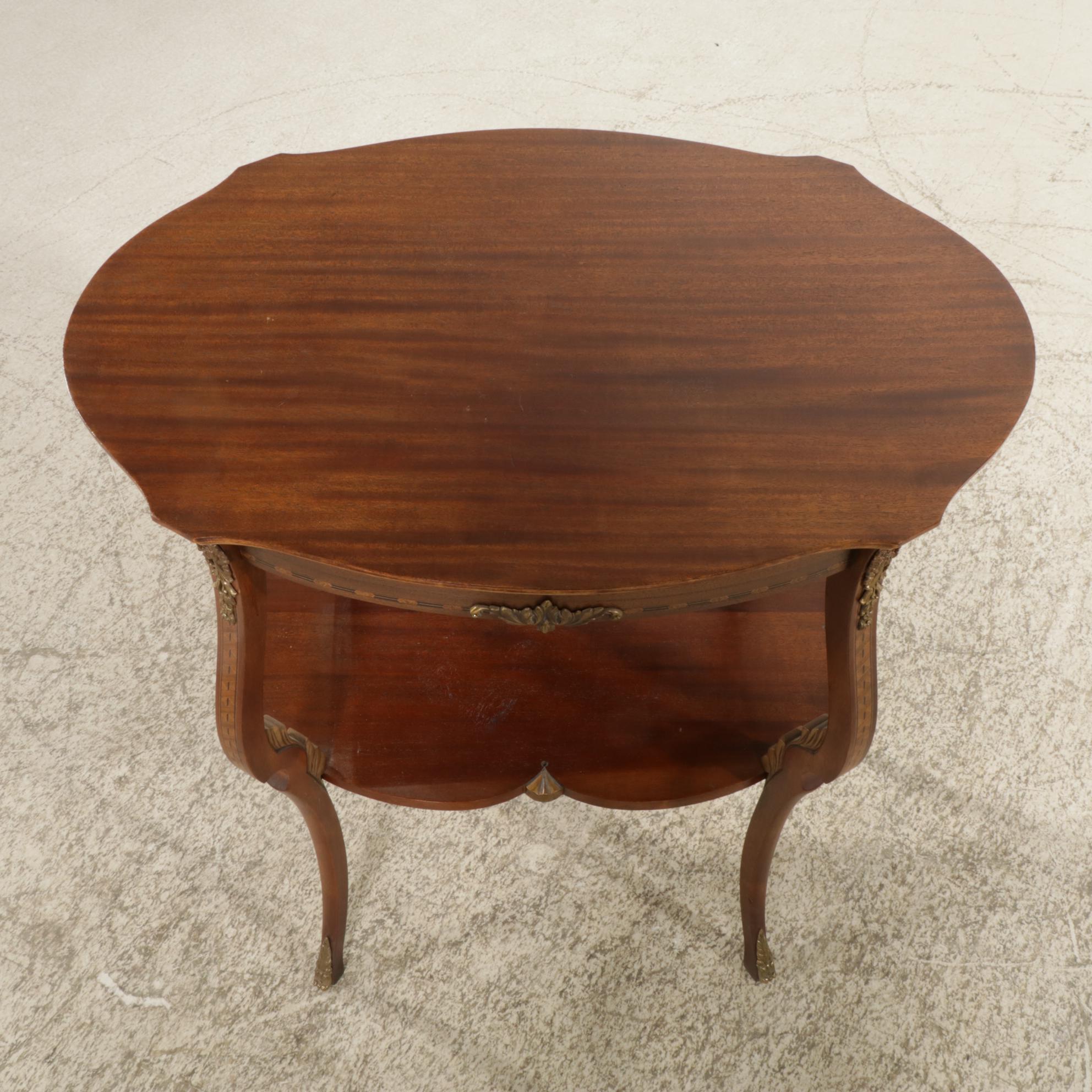 Louis XV Style Mahogany Two-Tier Center Table, Early to Mid-20th Century