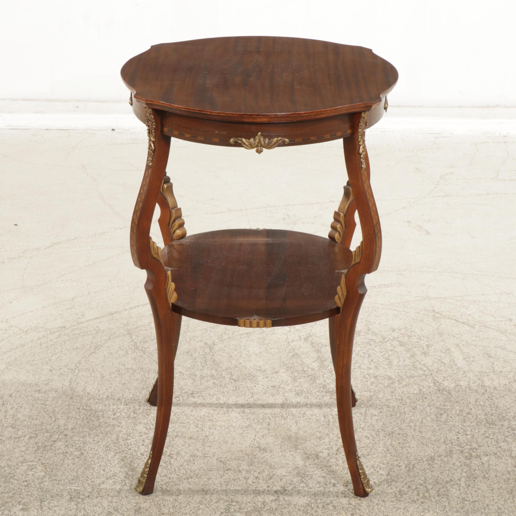 Louis XV Style Mahogany Two-Tier Center Table, Early to Mid-20th Century