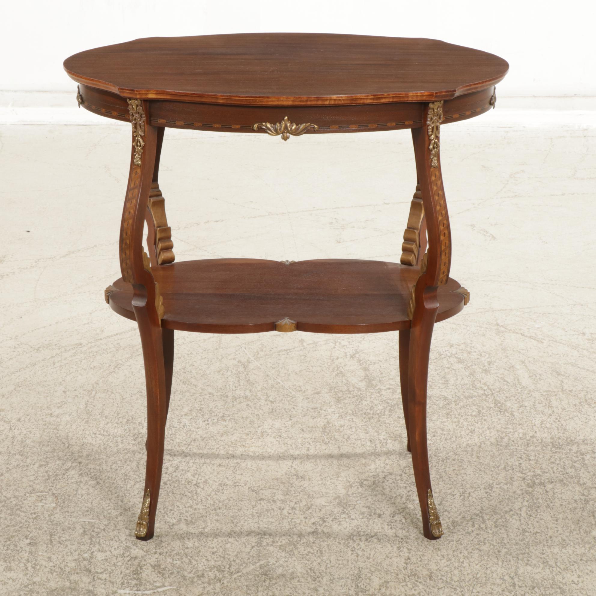 Louis XV Style Mahogany Two-Tier Center Table, Early to Mid-20th Century