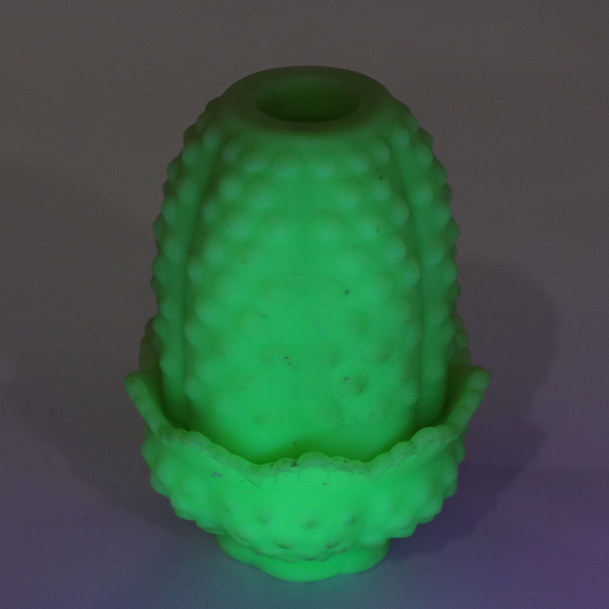 Fenton Uranium Glass "Hobnail" Fairy Lamp, Degenhart Chicken Salt Cellars & More