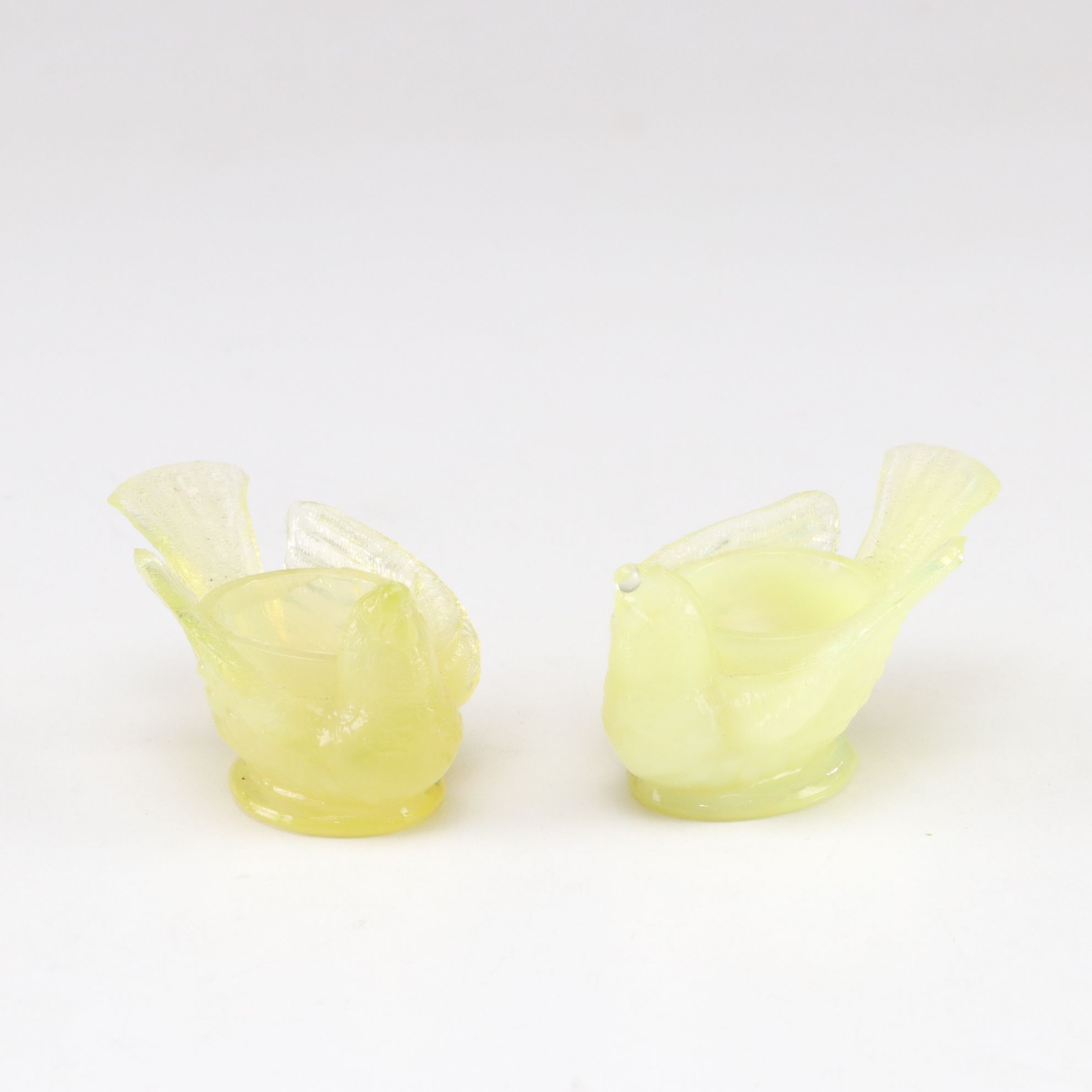 Fenton Uranium Glass "Hobnail" Fairy Lamp, Degenhart Chicken Salt Cellars & More