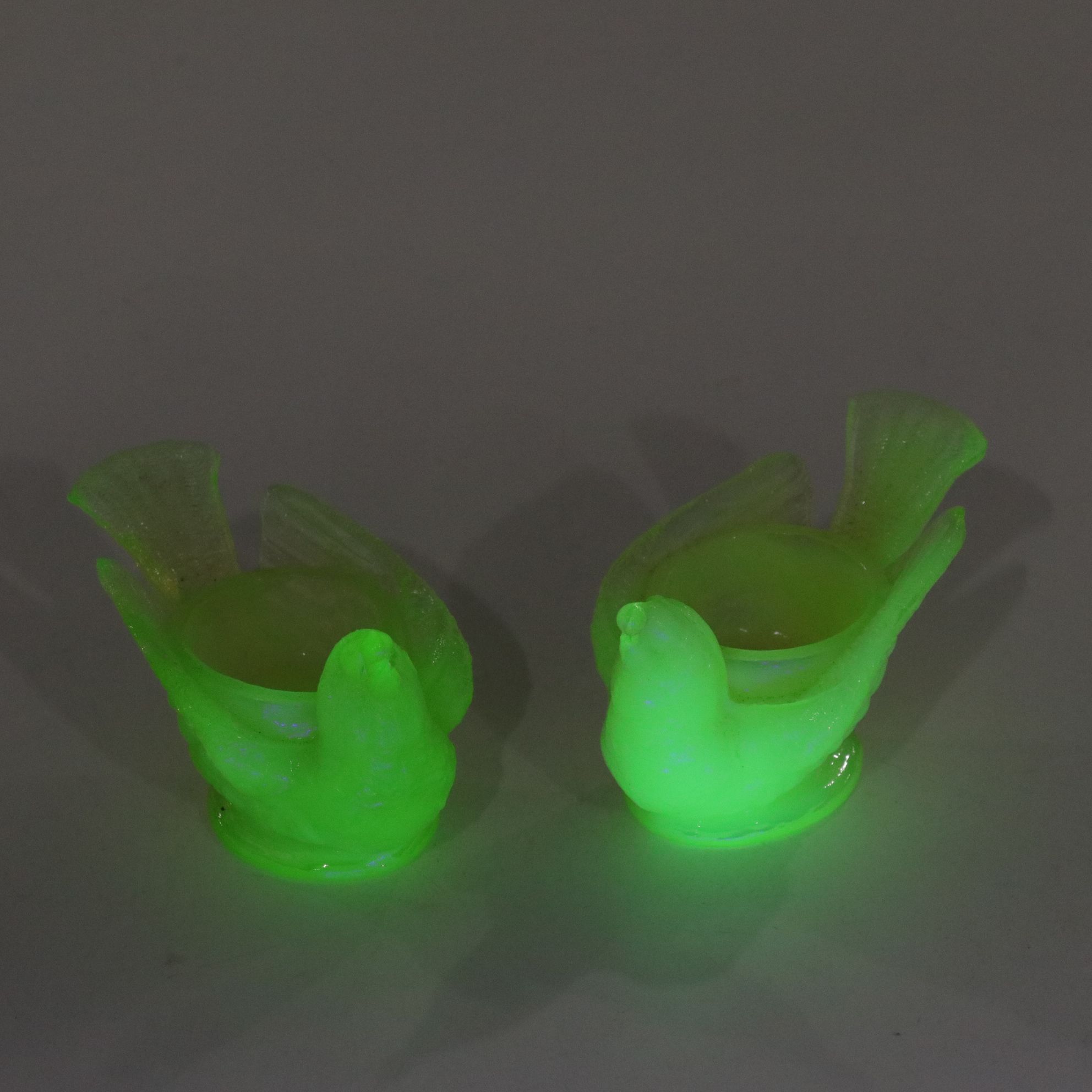 Fenton Uranium Glass "Hobnail" Fairy Lamp, Degenhart Chicken Salt Cellars & More