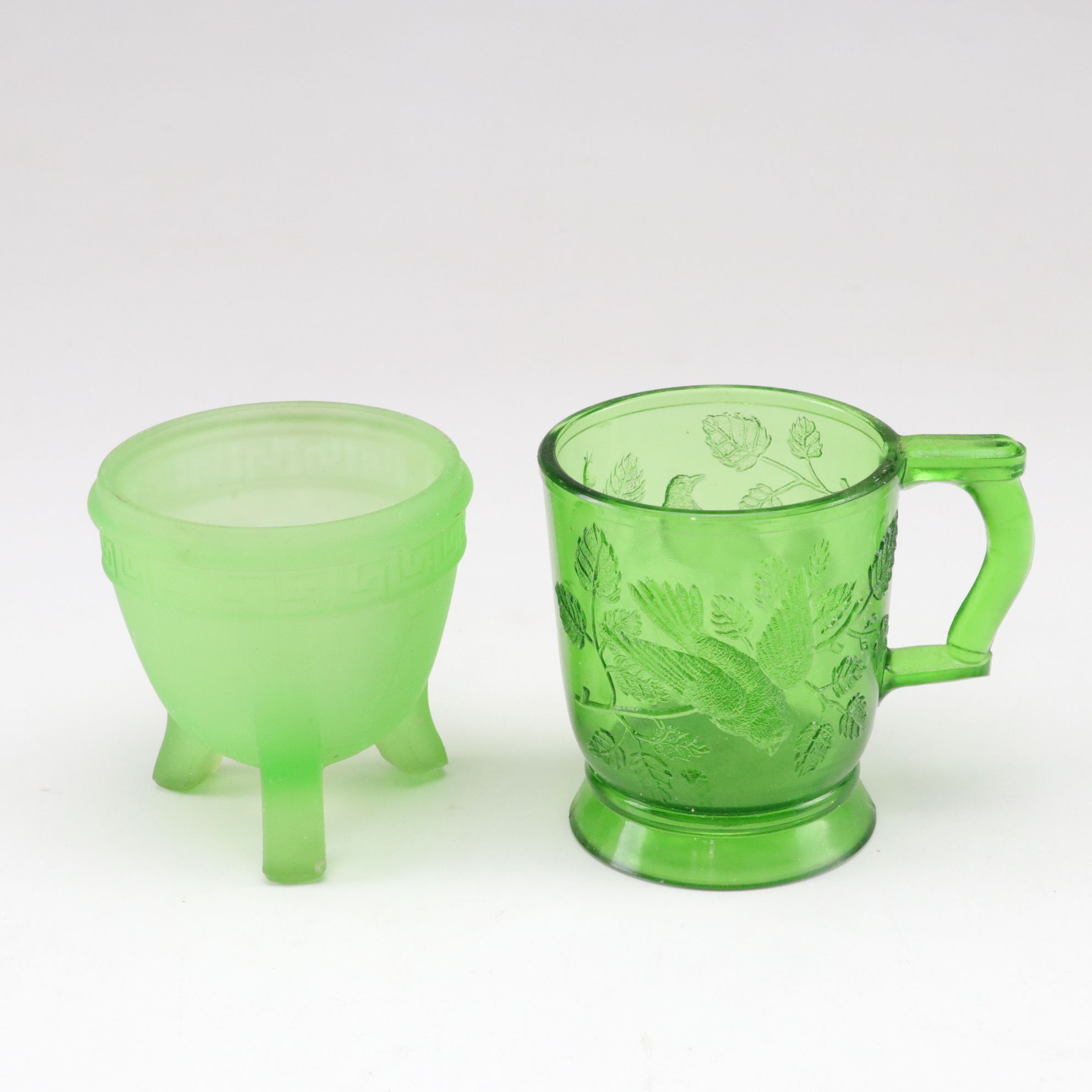 Fenton Uranium Glass "Hobnail" Fairy Lamp, Degenhart Chicken Salt Cellars & More