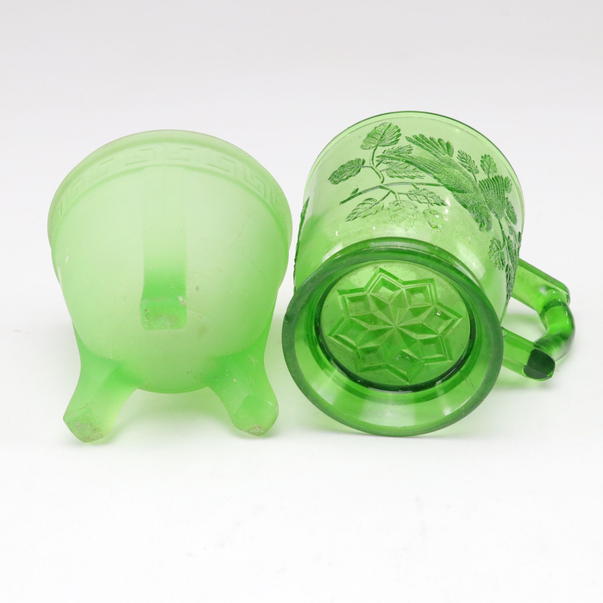 Fenton Uranium Glass "Hobnail" Fairy Lamp, Degenhart Chicken Salt Cellars & More