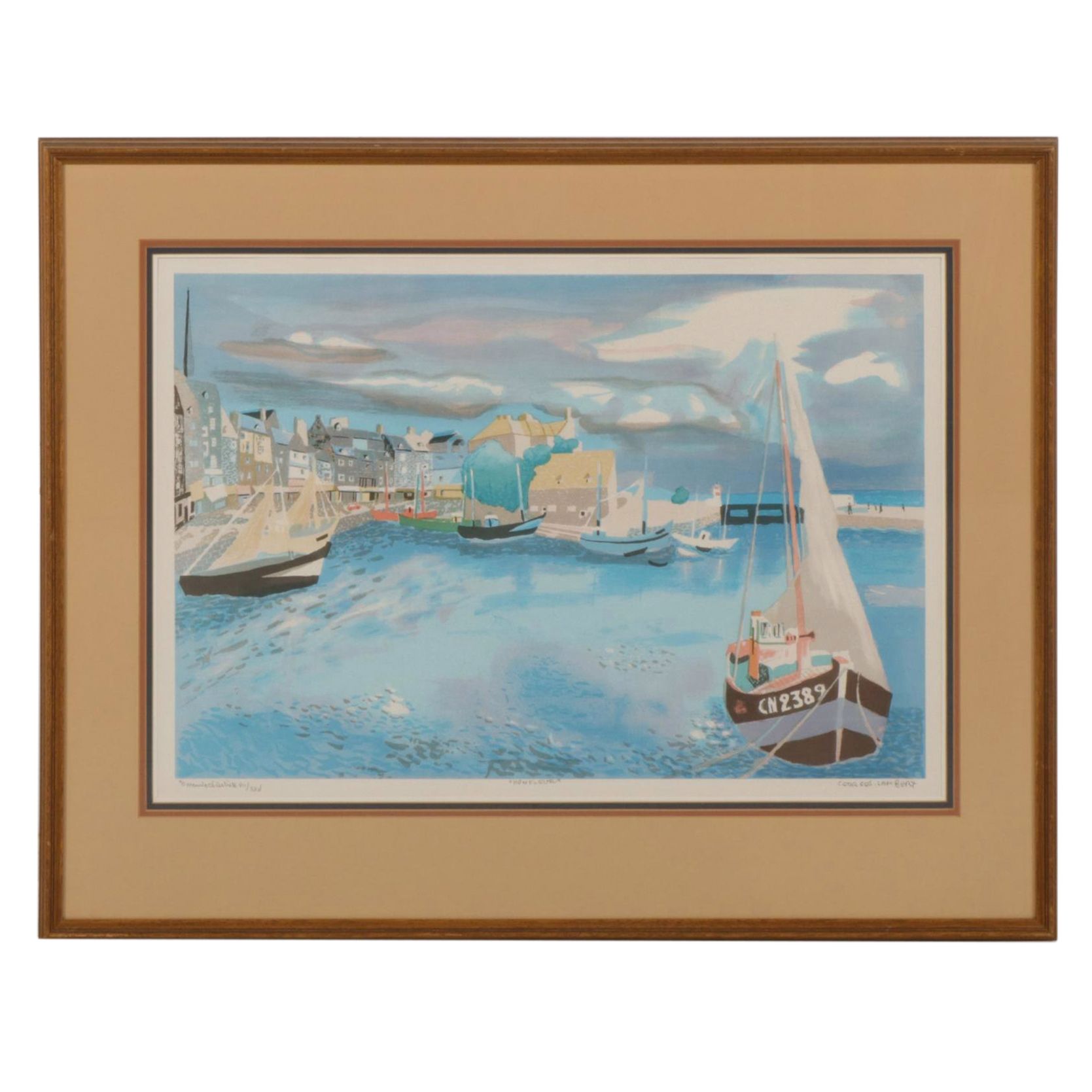 Georges Lambert "Honfleur" Hand-Colored Lithograph, Mid 20th Century