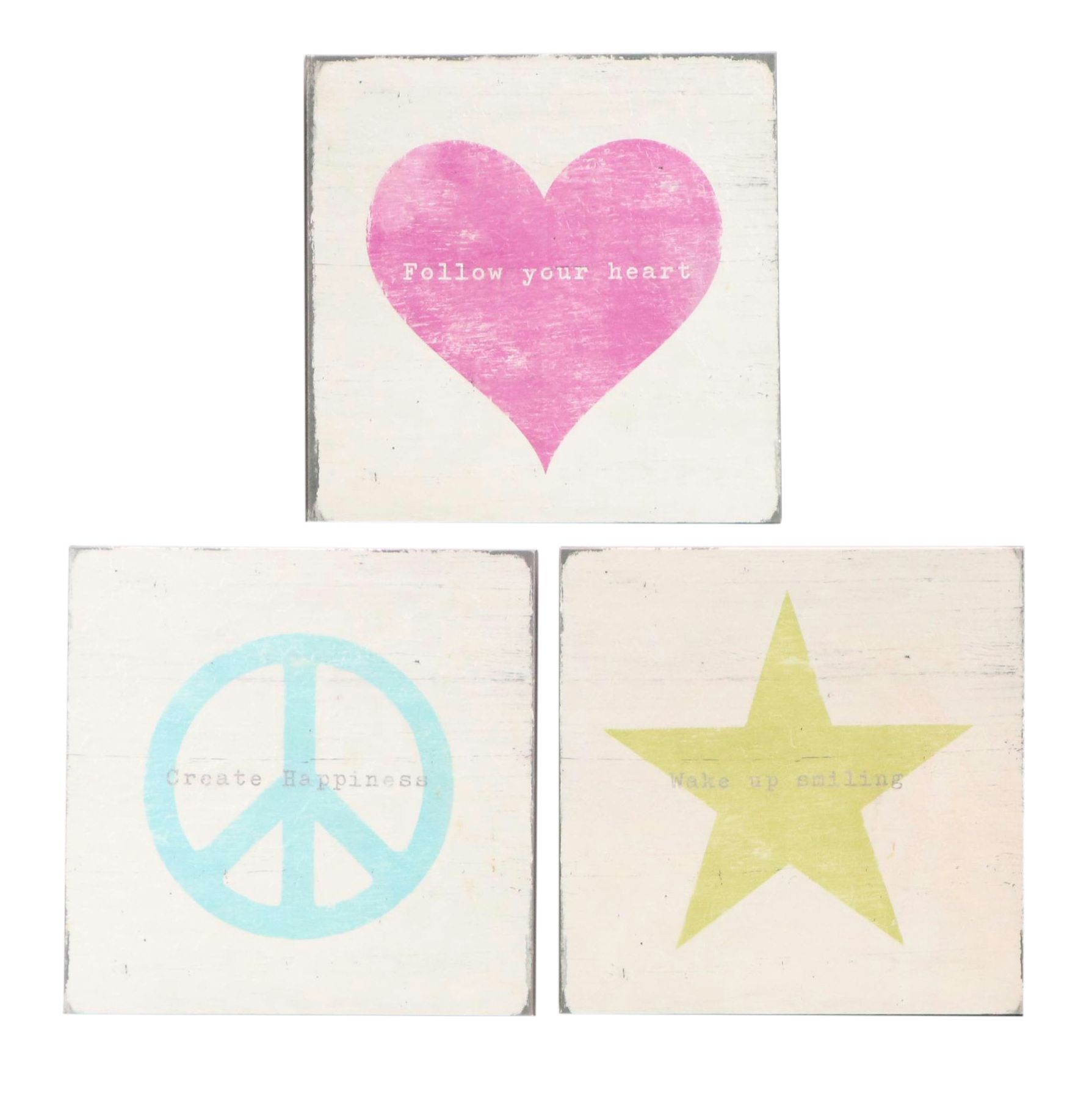 Pottery Barn Giclées with Motivational Sayings and Symbols, 21st Century