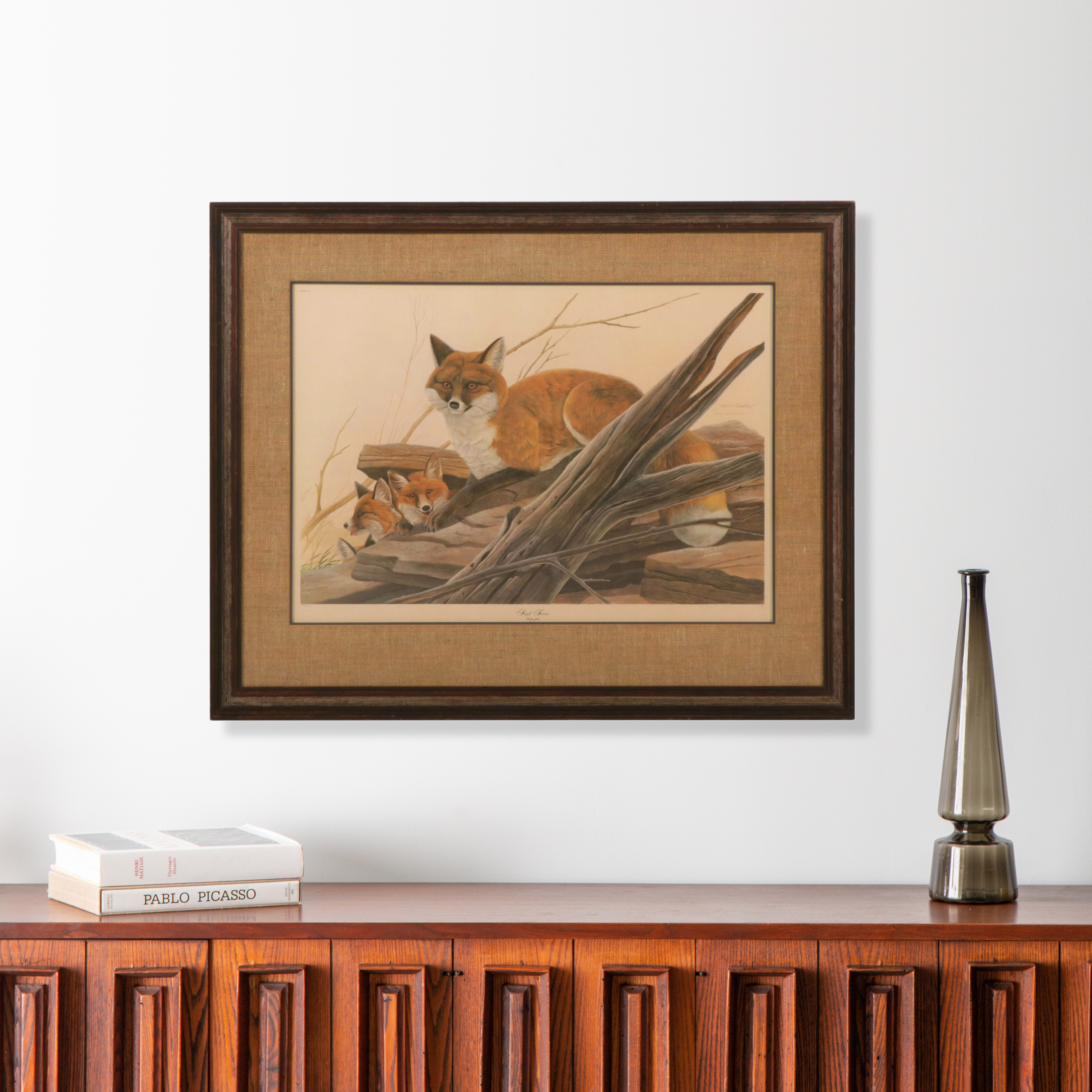 John Ruthven North American Series: "Red Foxes"  Offset Lithograph, 1971