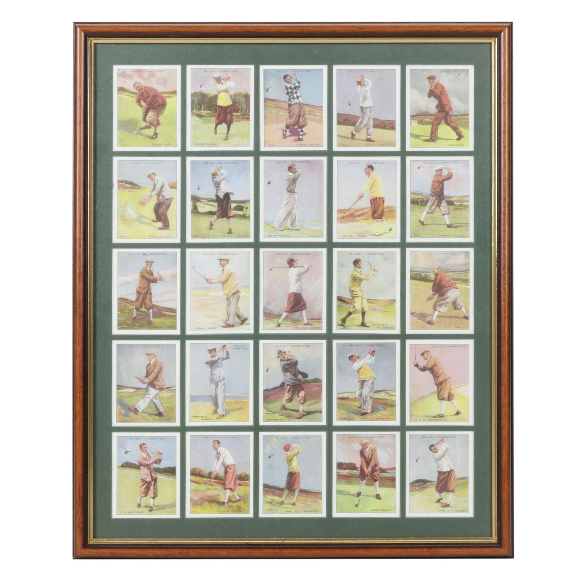 Reproductions of 1930 Tobacco Cards Featuring Color Renderings of Famous Golfers
