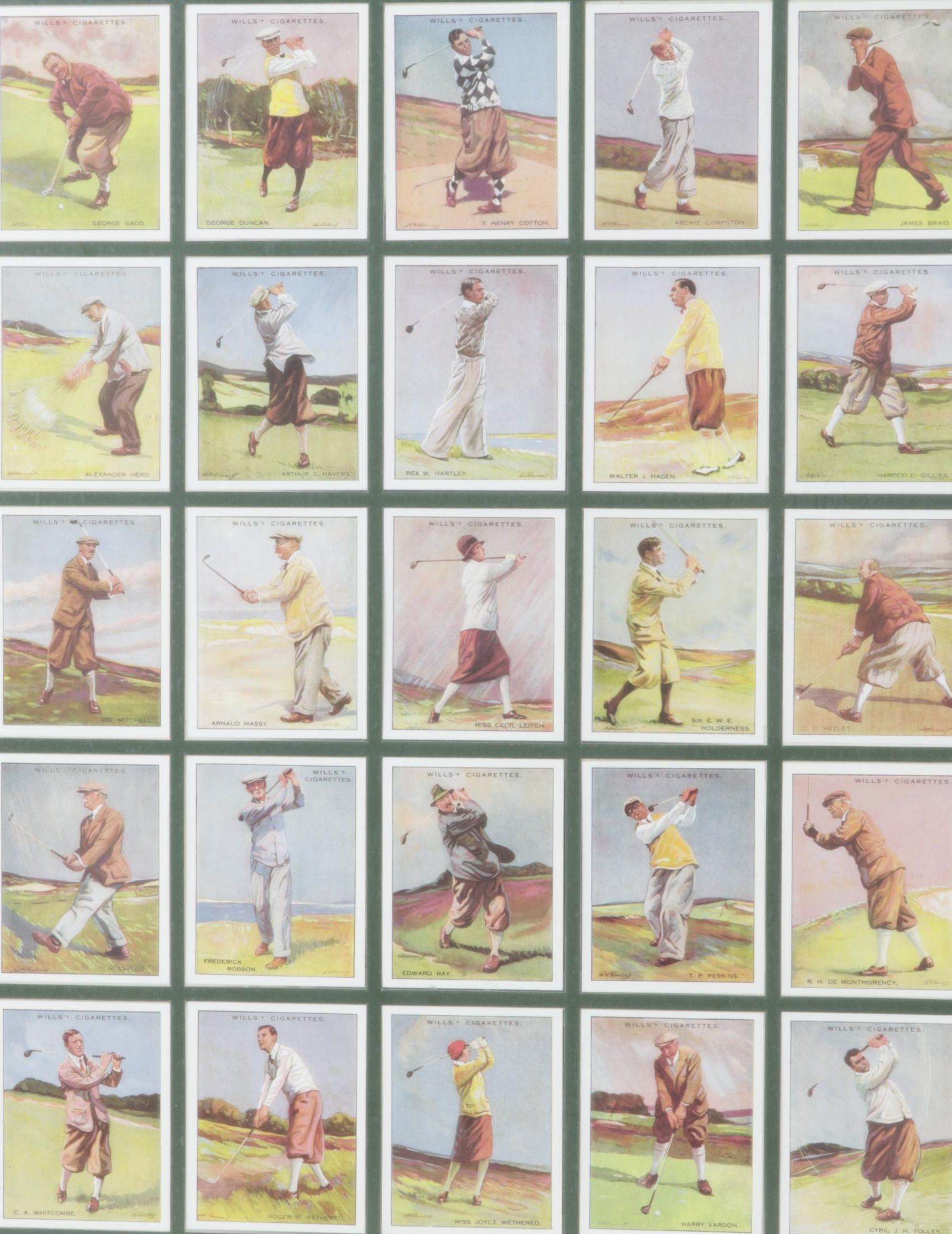 Reproductions of 1930 Tobacco Cards Featuring Color Renderings of Famous Golfers