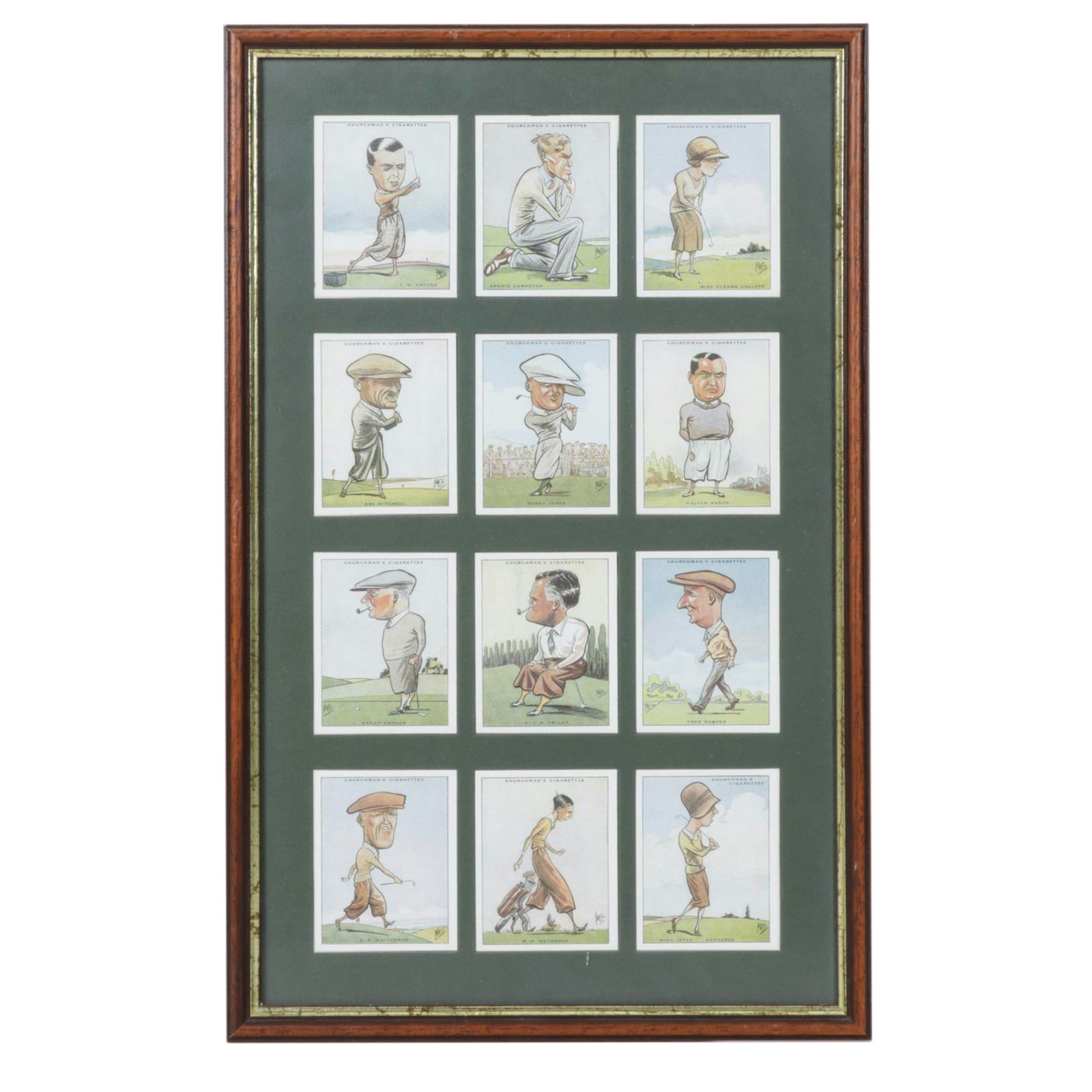 Reproductions of 1931 Tobacco Cards Featuring Caricatures of Prominent Golfers