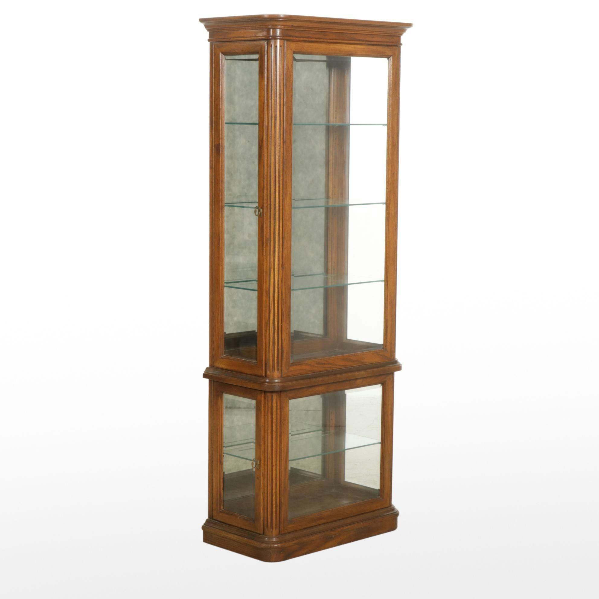 Oak Lighted Curio Cabinet, Late 20th Century