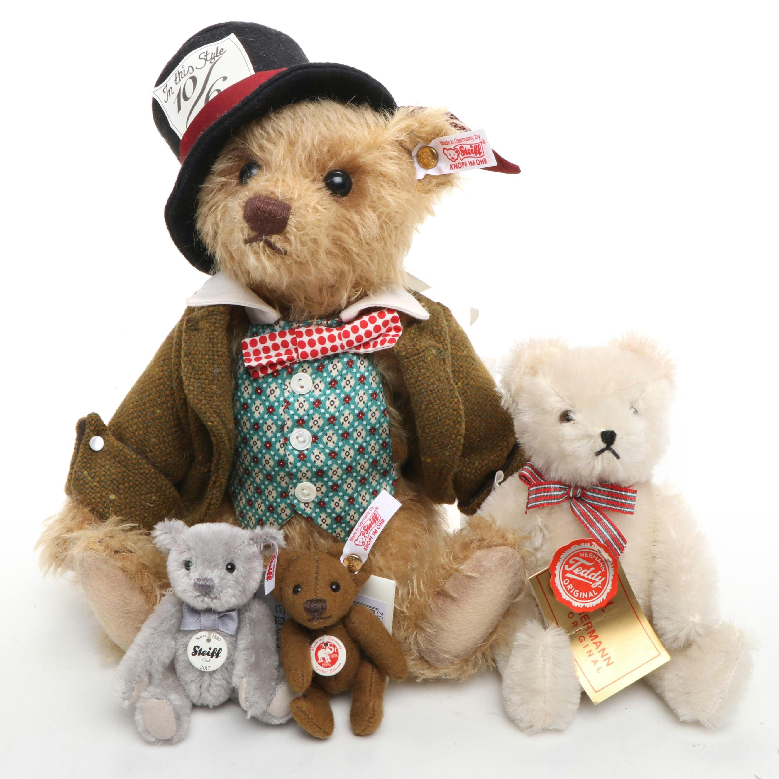 Steiff Limited Edition "Mad Hatter" Teddy Bear and Others with Hermann Bear