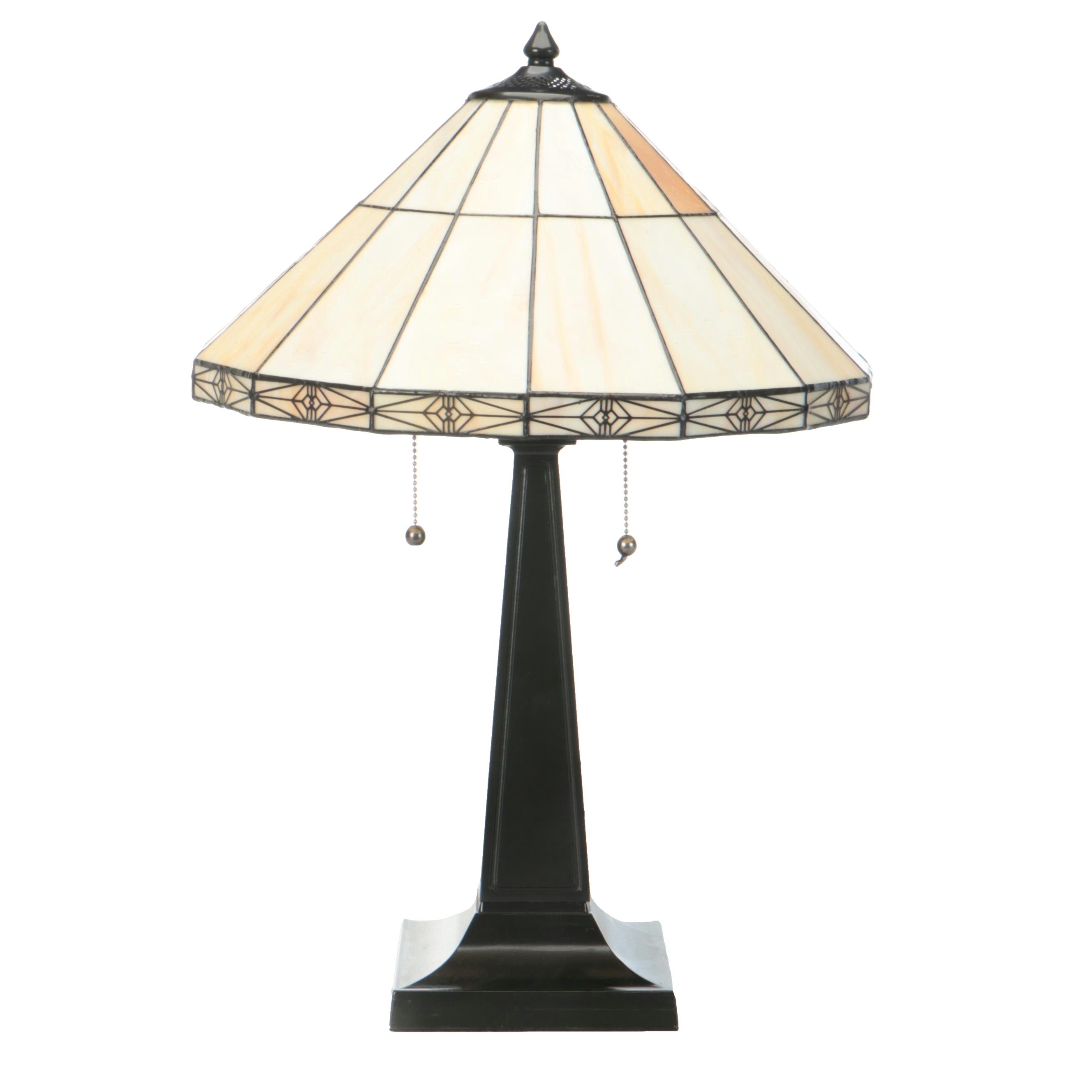 Oil Rubbed Bronze Finish Mission Style Table Lamp with Slag Glass Panel Shade