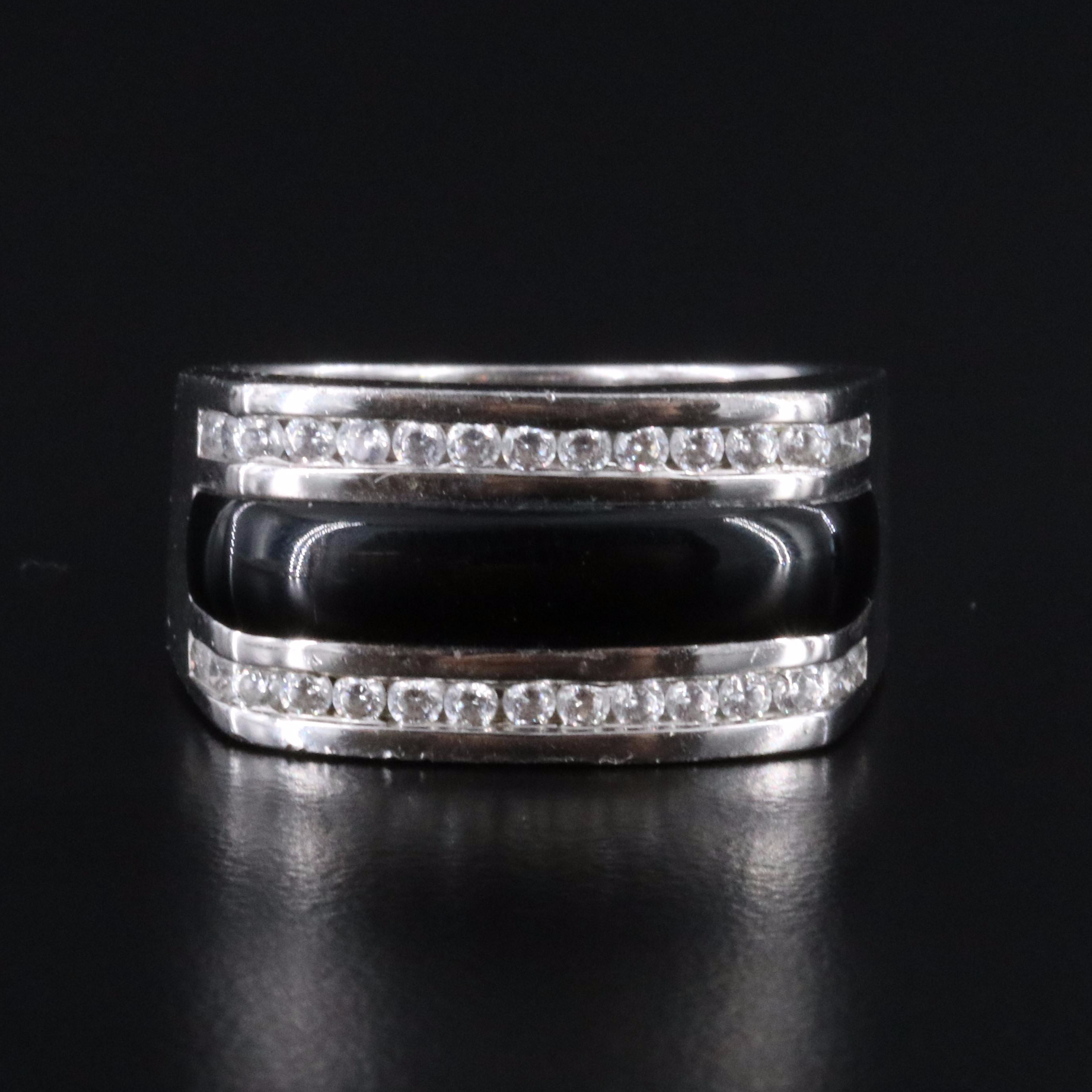 Sterling Glass and CZ Ring