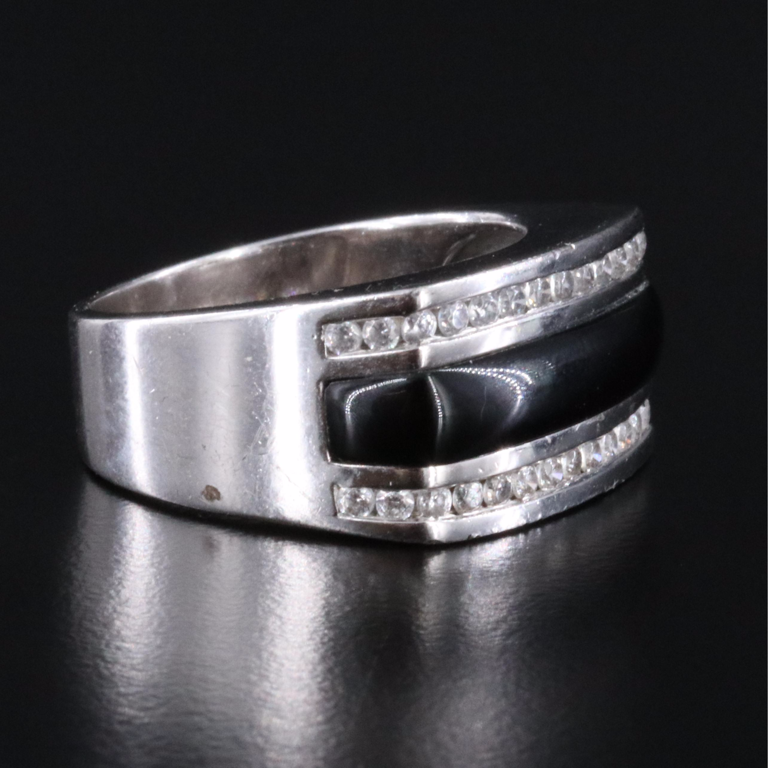 Sterling Glass and CZ Ring