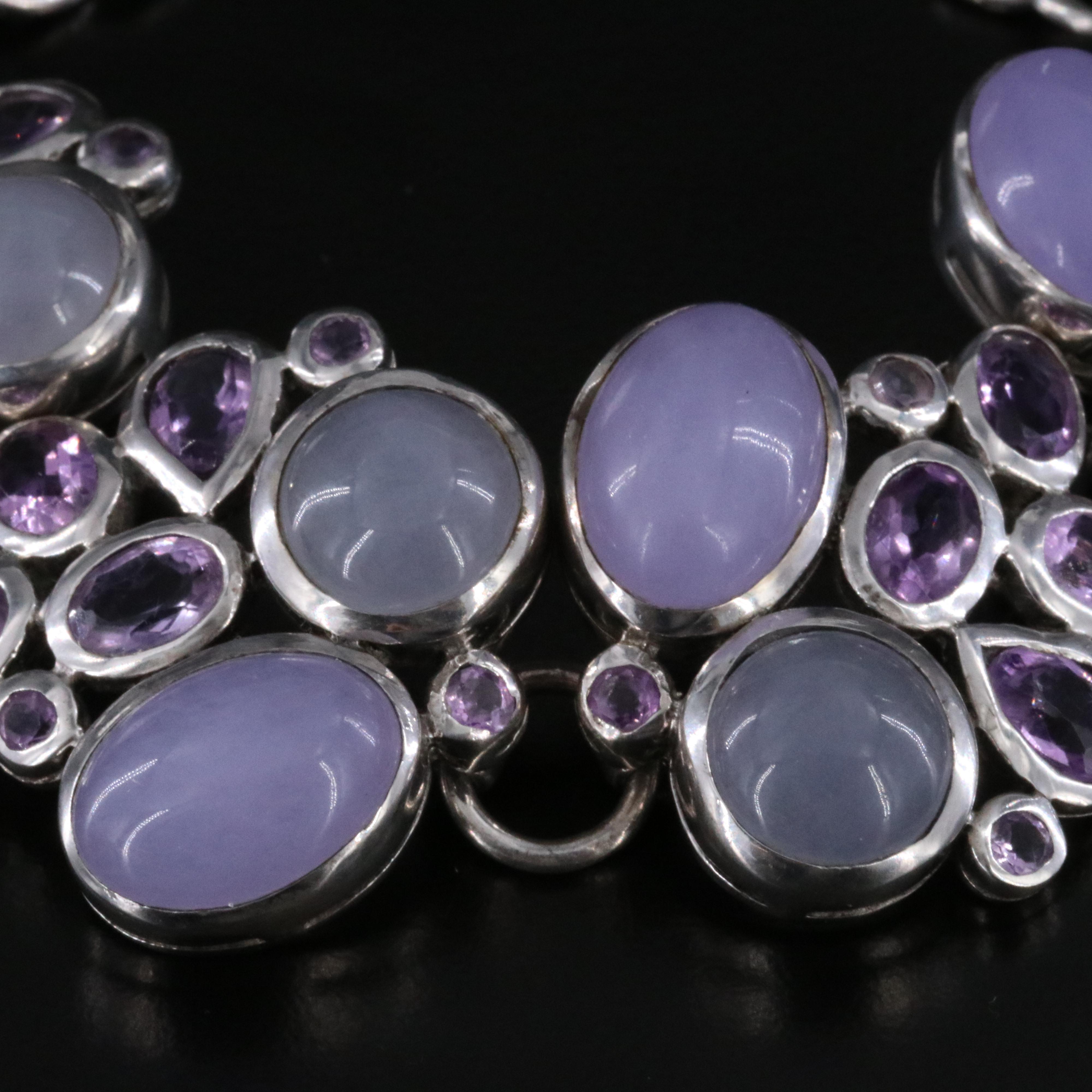 Sterling Amethyst and Quartz Bracelet