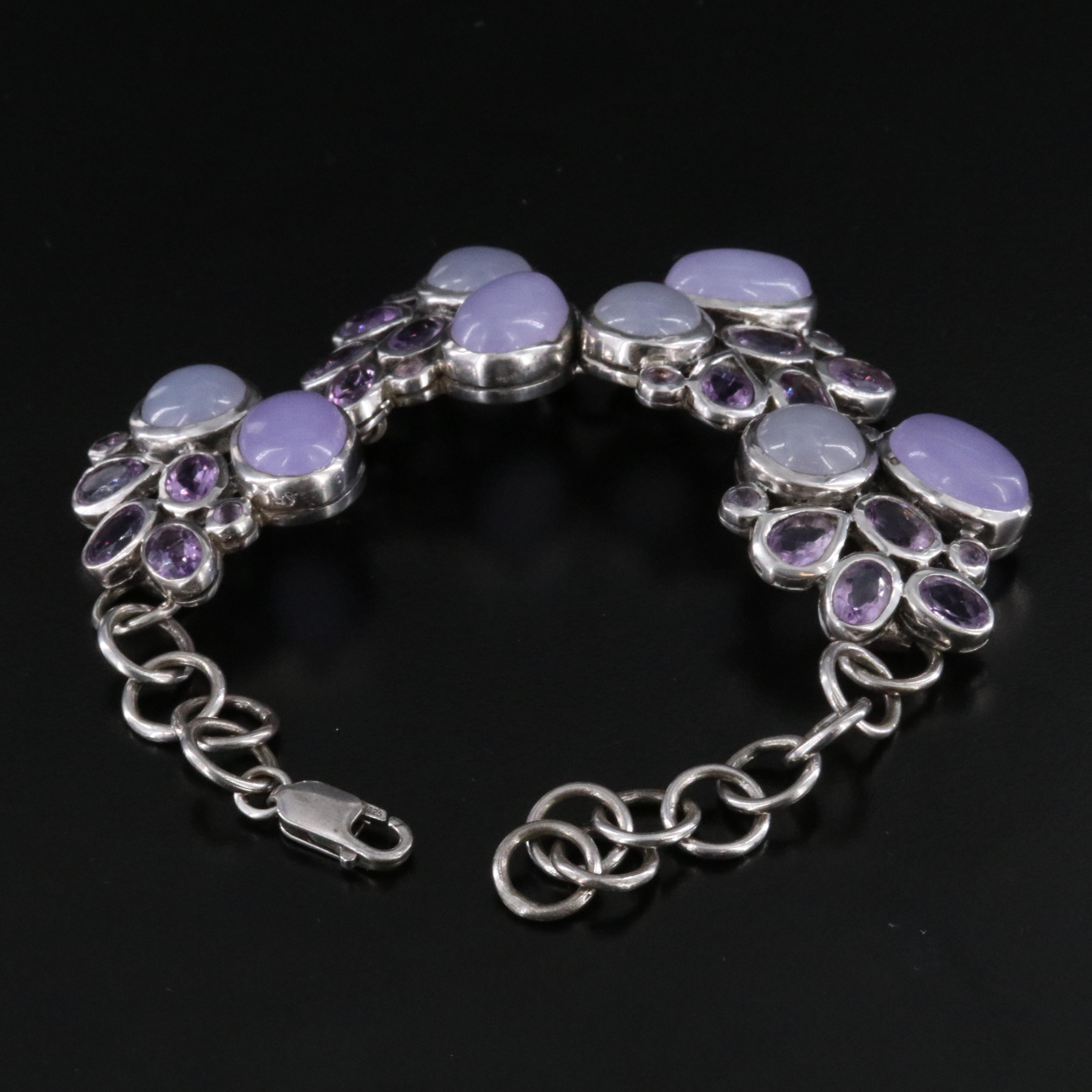 Sterling Amethyst and Quartz Bracelet