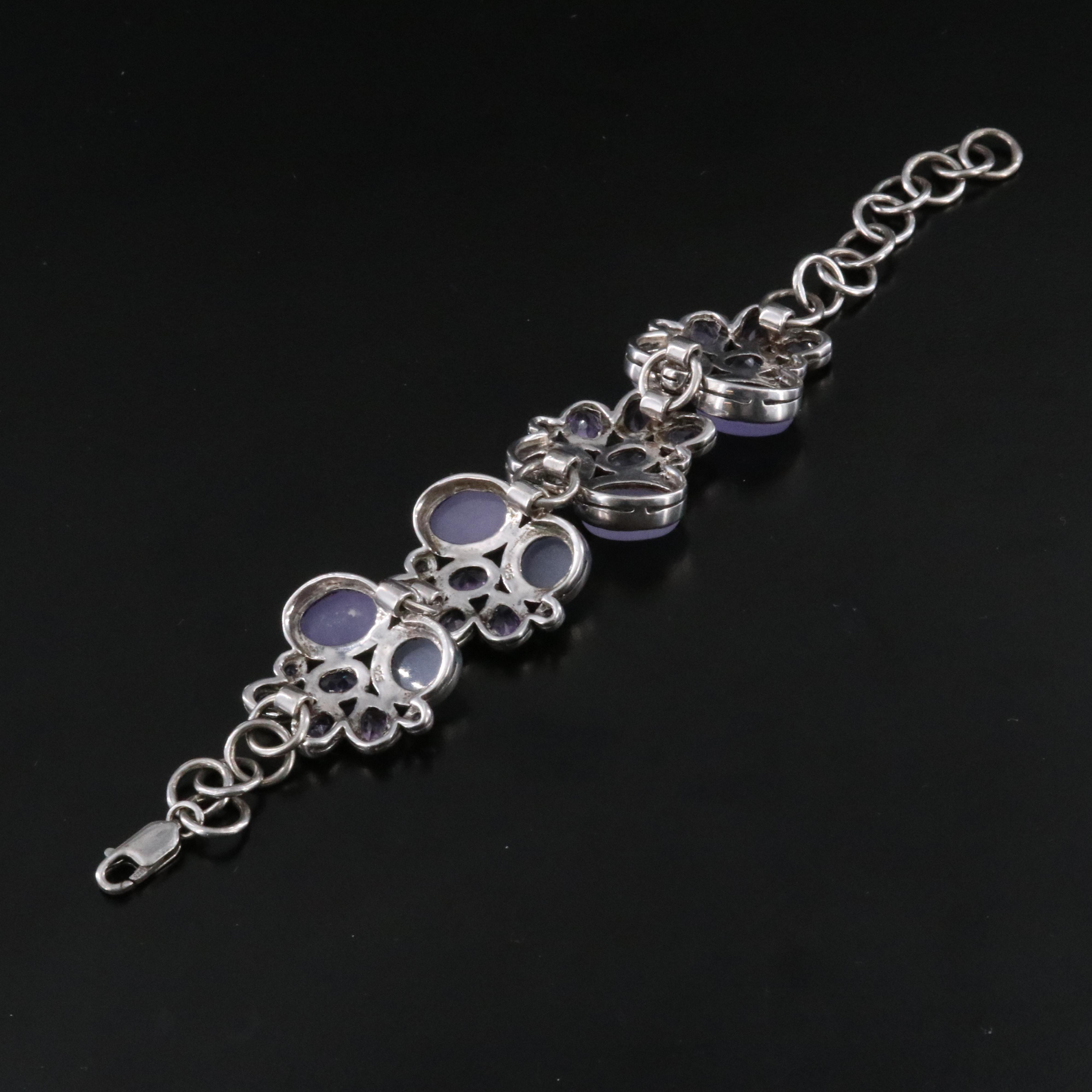 Sterling Amethyst and Quartz Bracelet