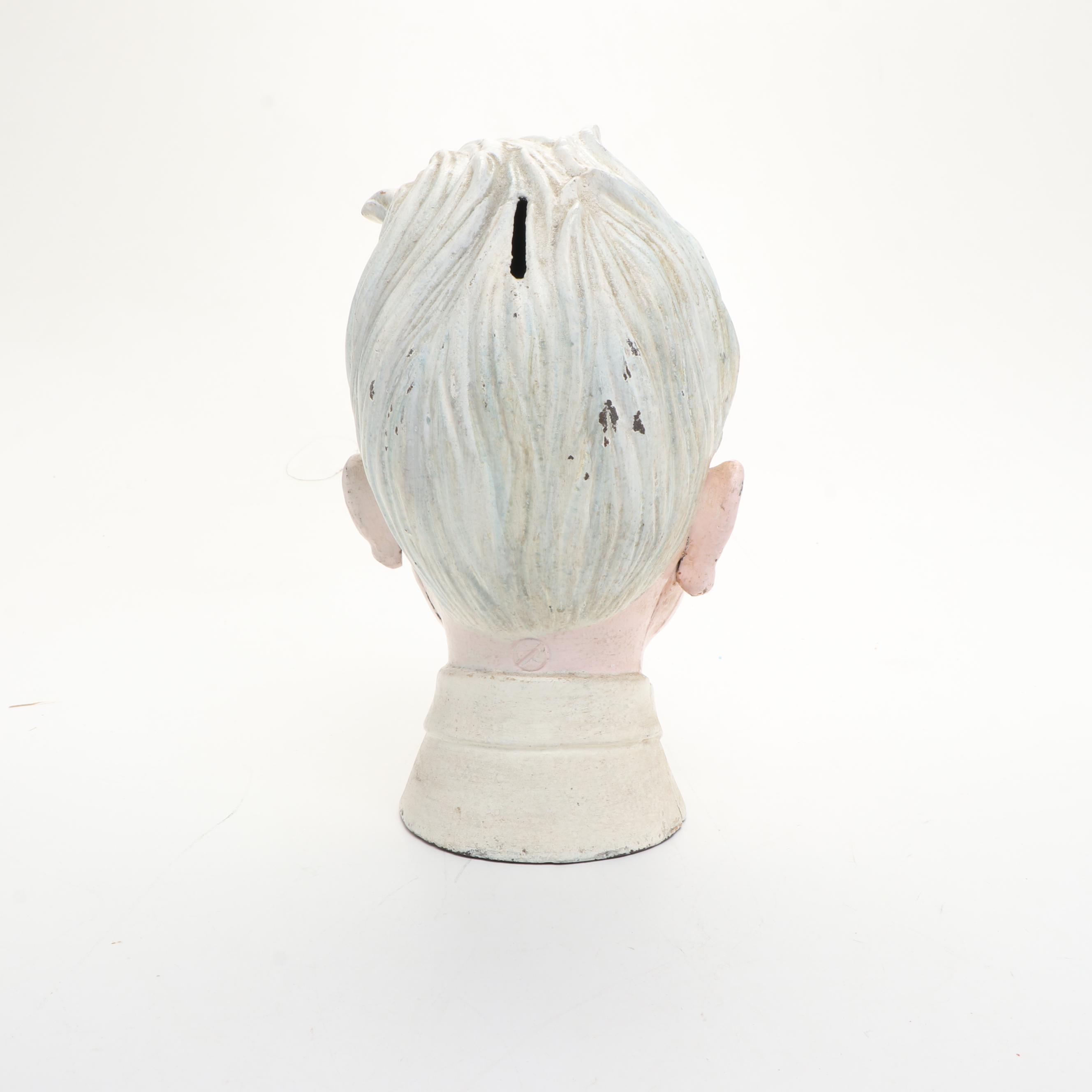 Coca-Cola Sprite Boy Cast Iron Advertising Bank, Mid-20th Century