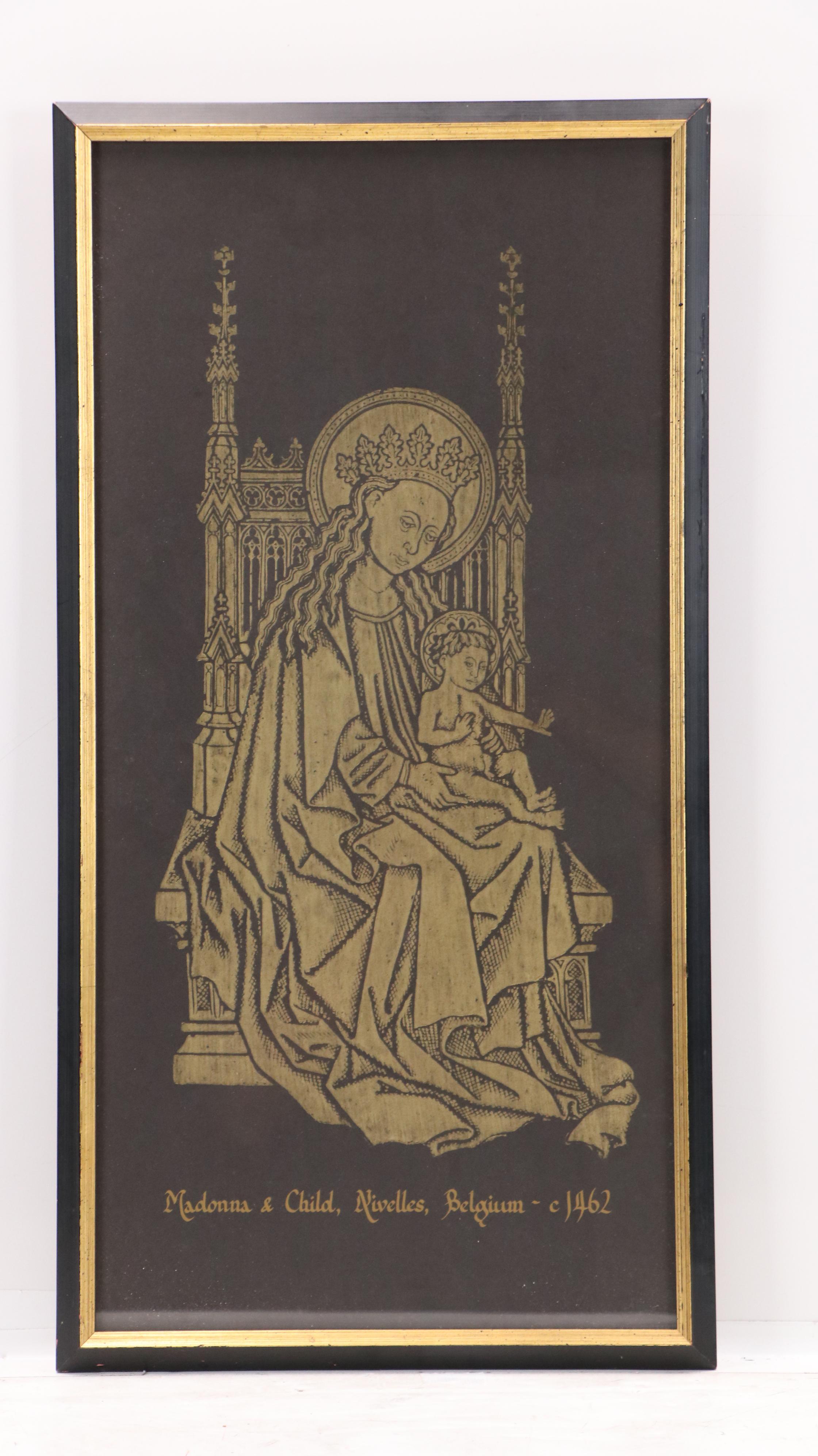 Pair of Brass Rubbings of Belgian Madonna and Child from Nivelles