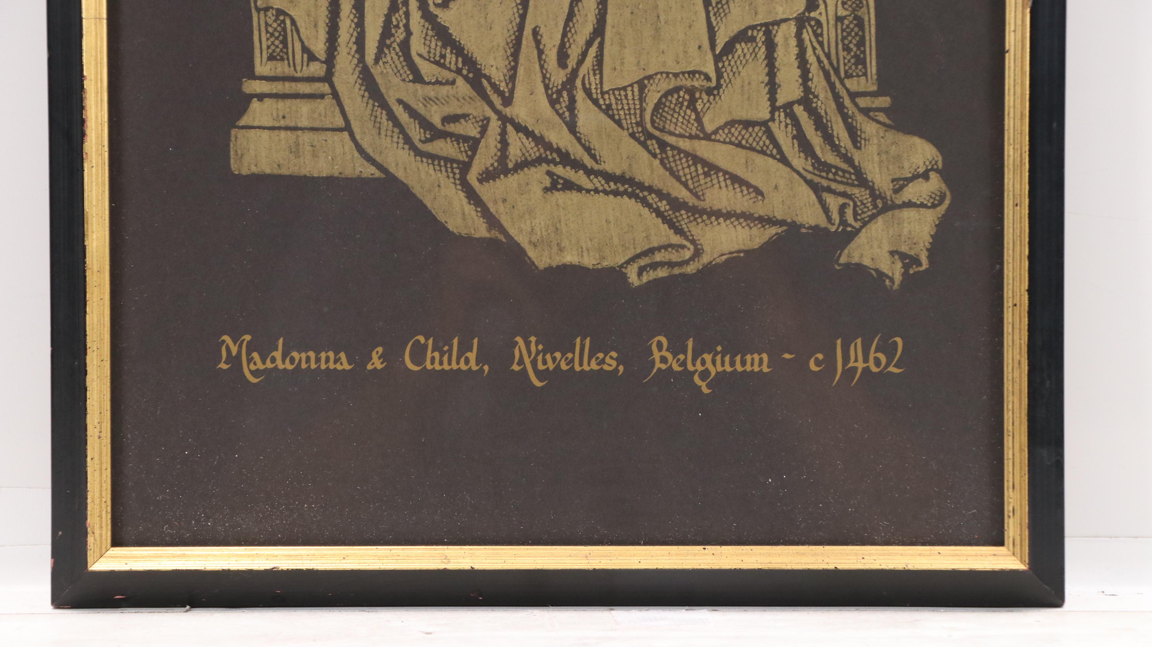 Pair of Brass Rubbings of Belgian Madonna and Child from Nivelles