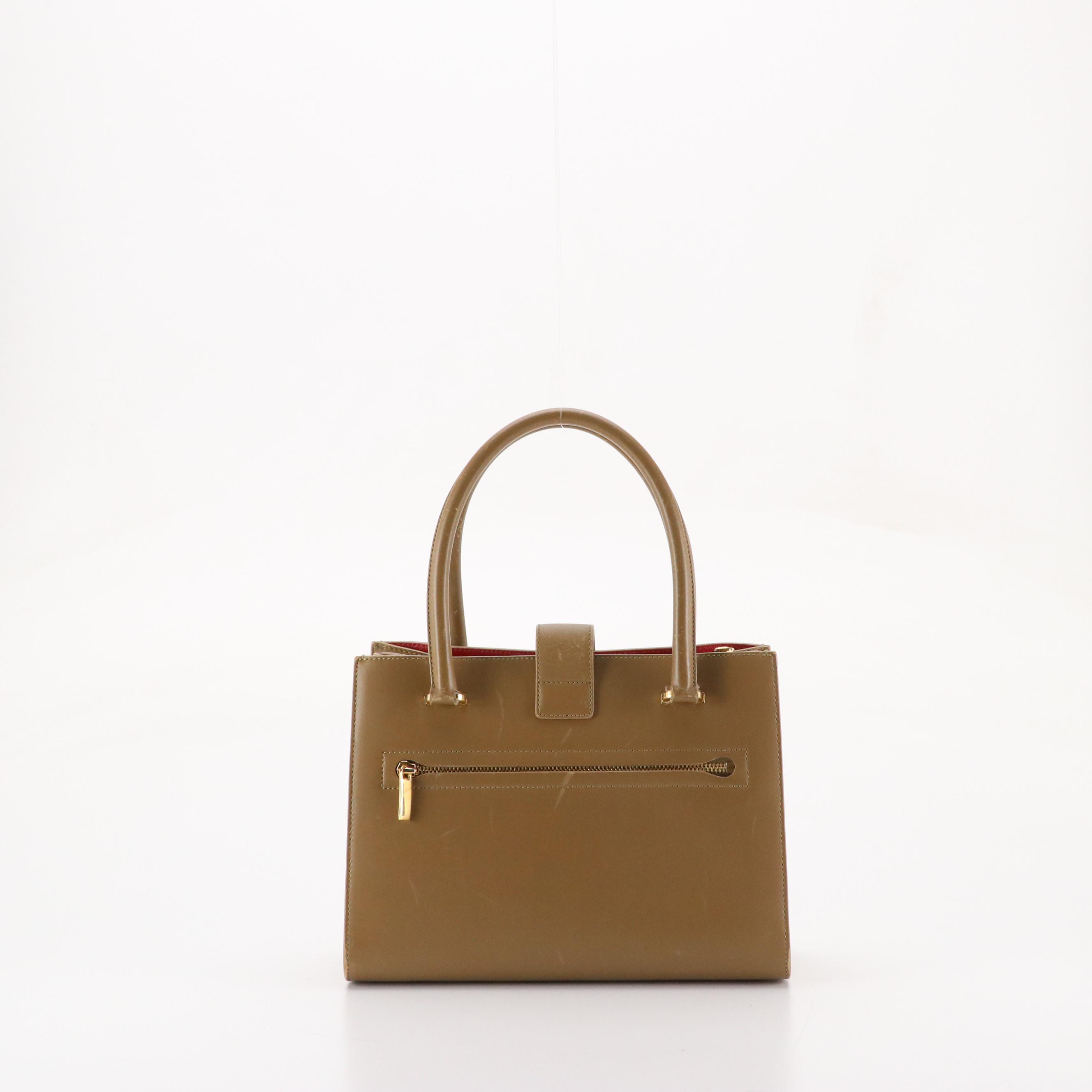 Salvatore Ferragamo Juliet Gancini Lock Handbag Tote in Brown Leather