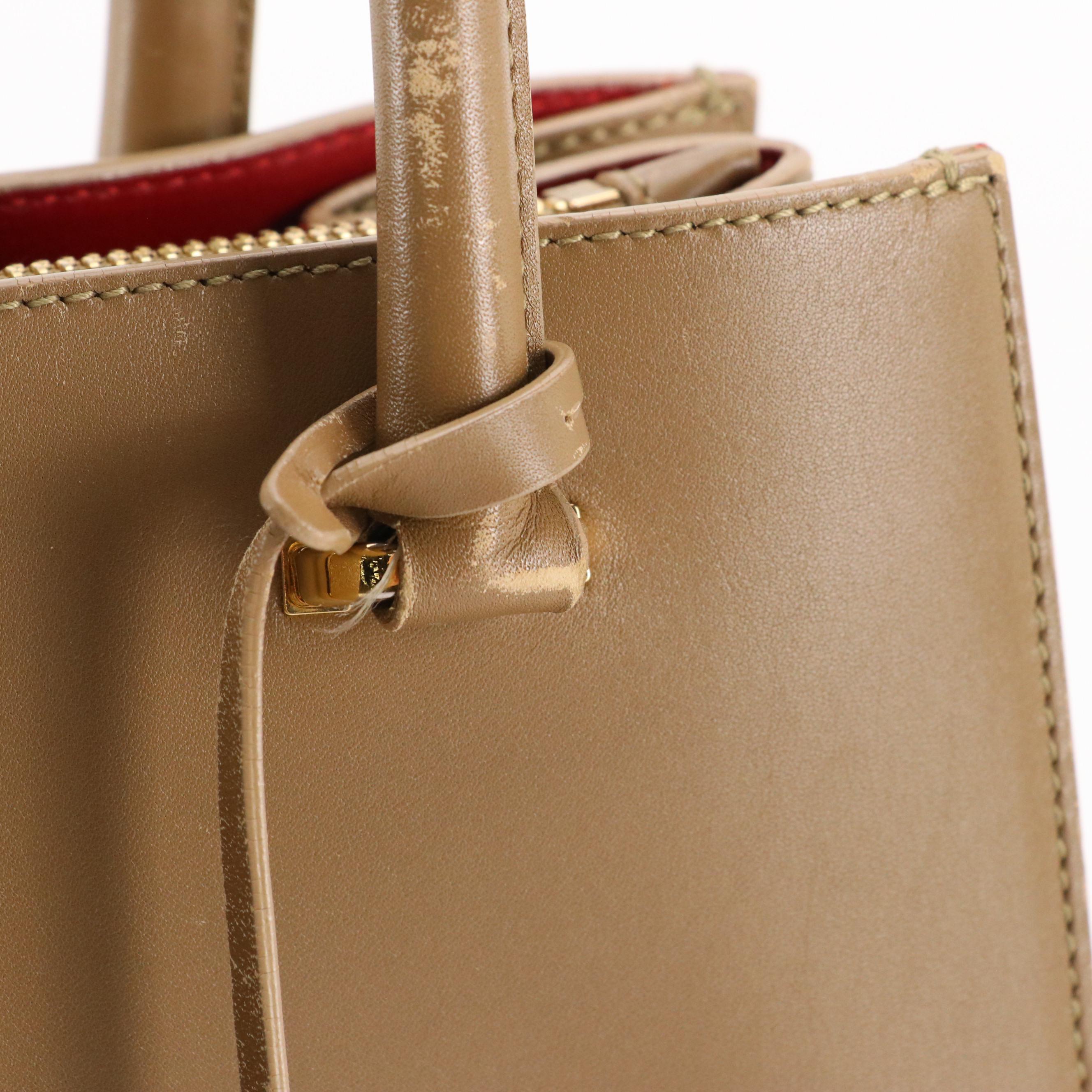 Salvatore Ferragamo Juliet Gancini Lock Handbag Tote in Brown Leather