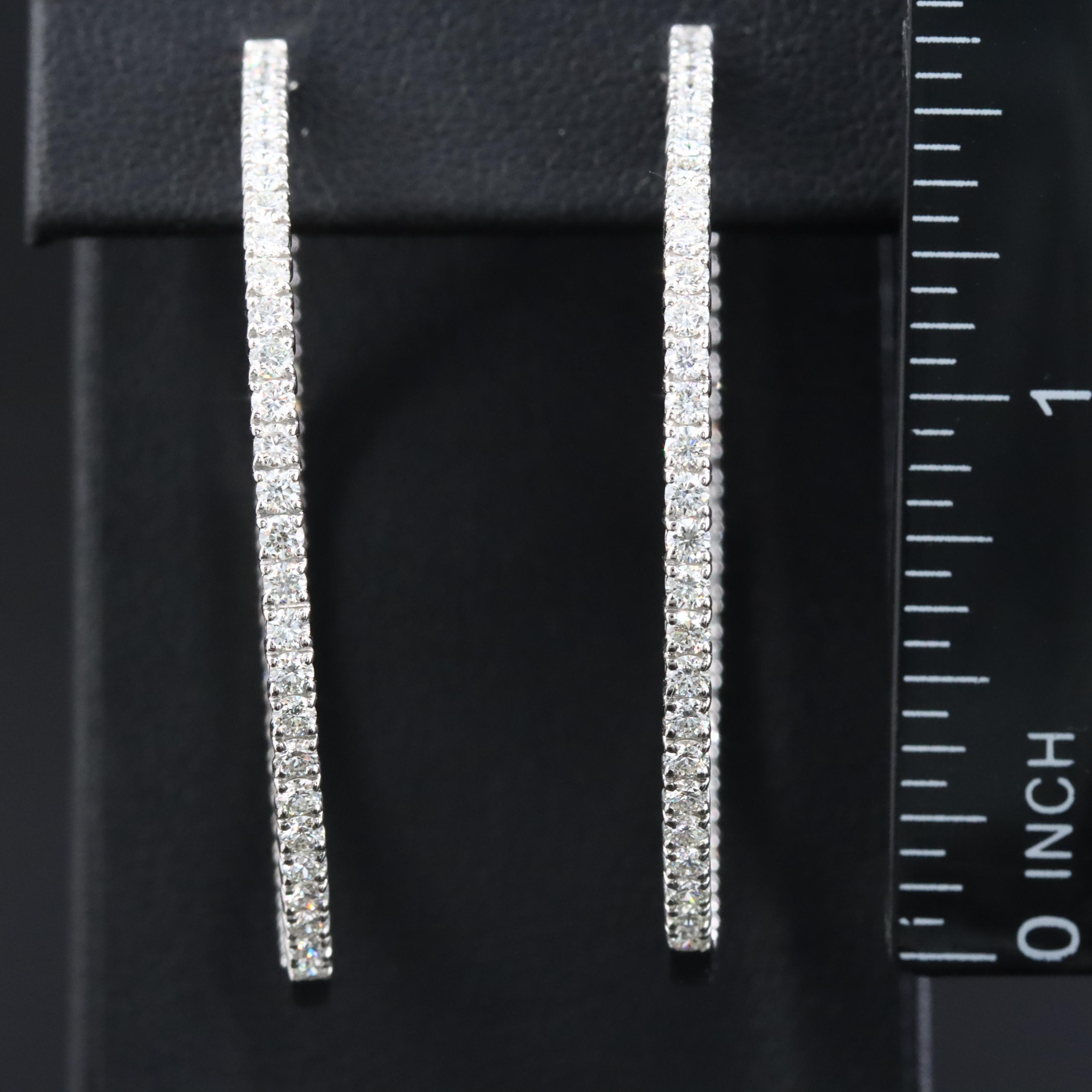 Platinum 2.88 CTW Diamond Inside Out Hoop Earrings