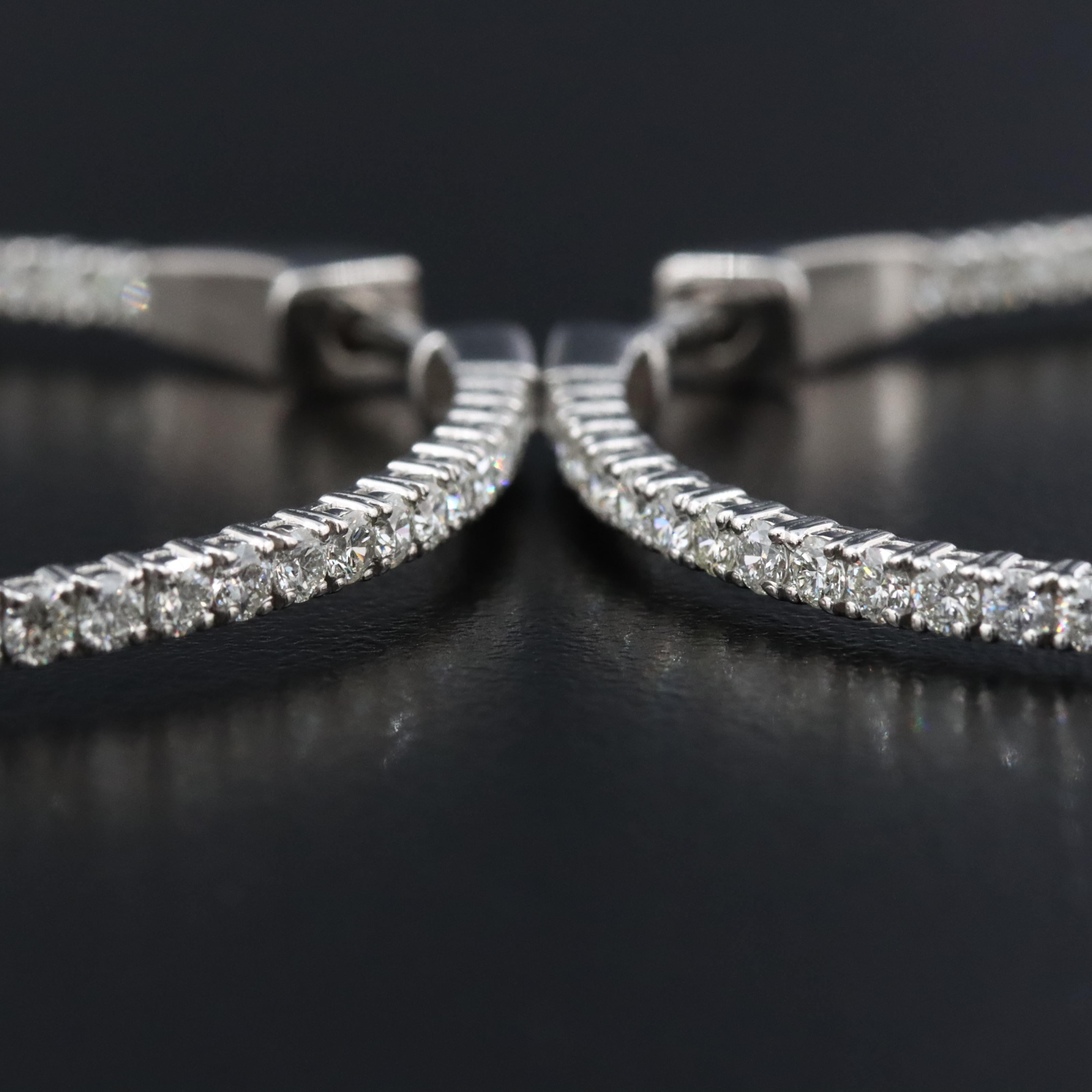 Platinum 2.88 CTW Diamond Inside Out Hoop Earrings