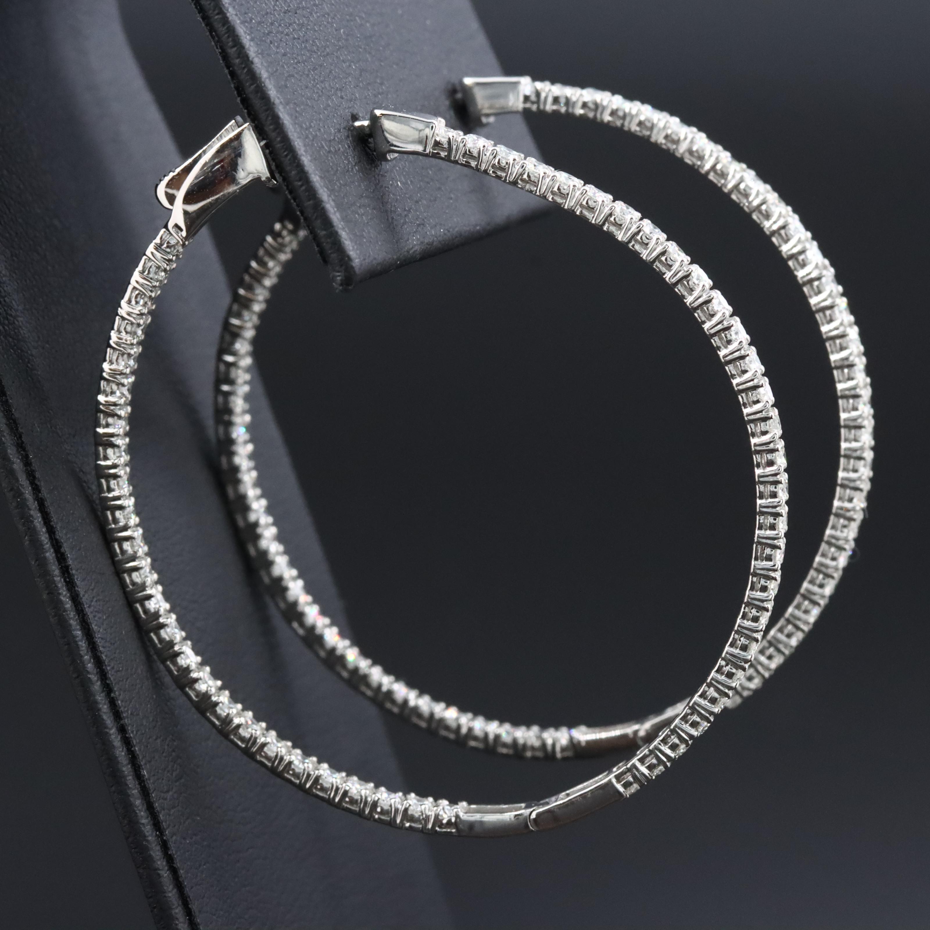 Platinum 2.88 CTW Diamond Inside Out Hoop Earrings