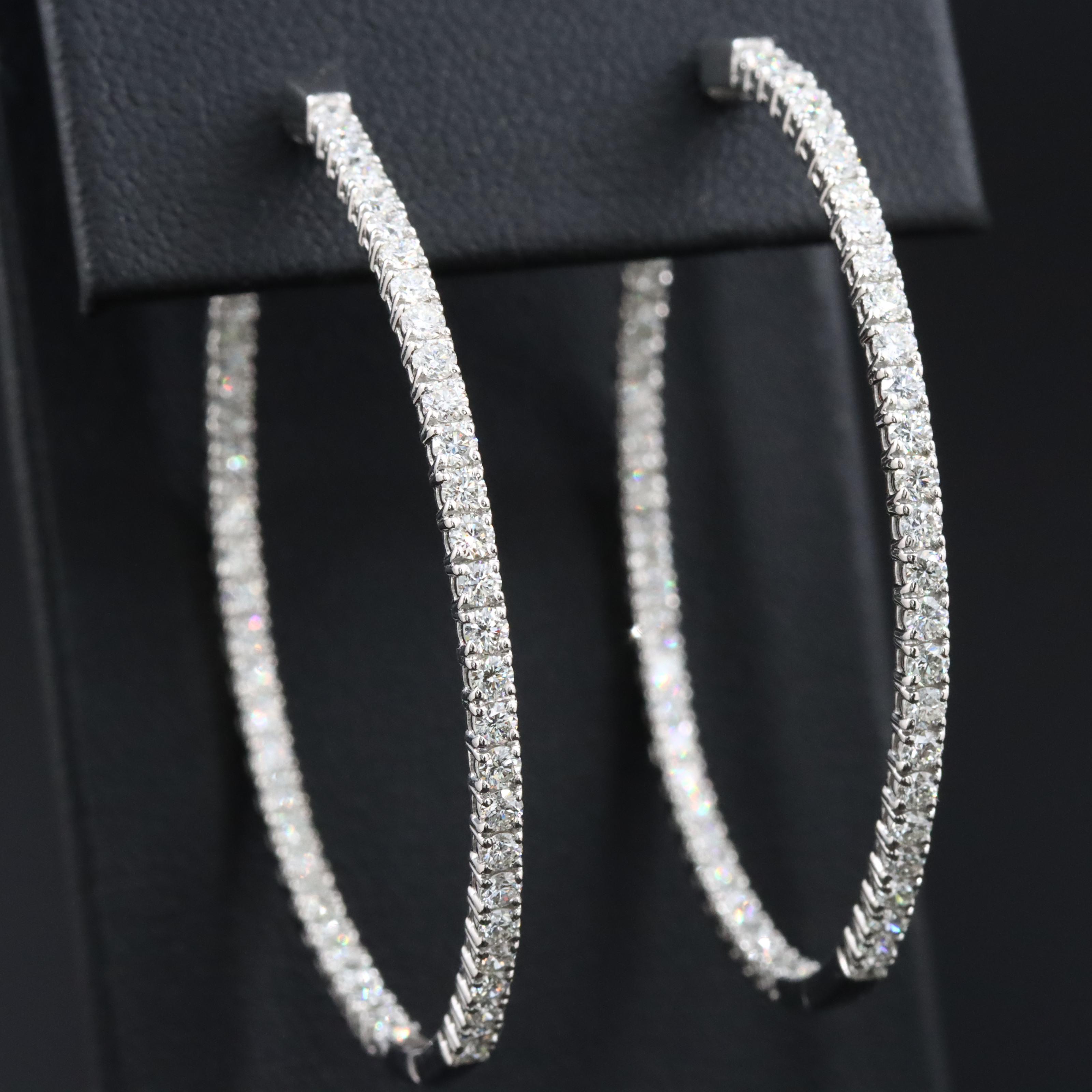 Platinum 2.88 CTW Diamond Inside Out Hoop Earrings