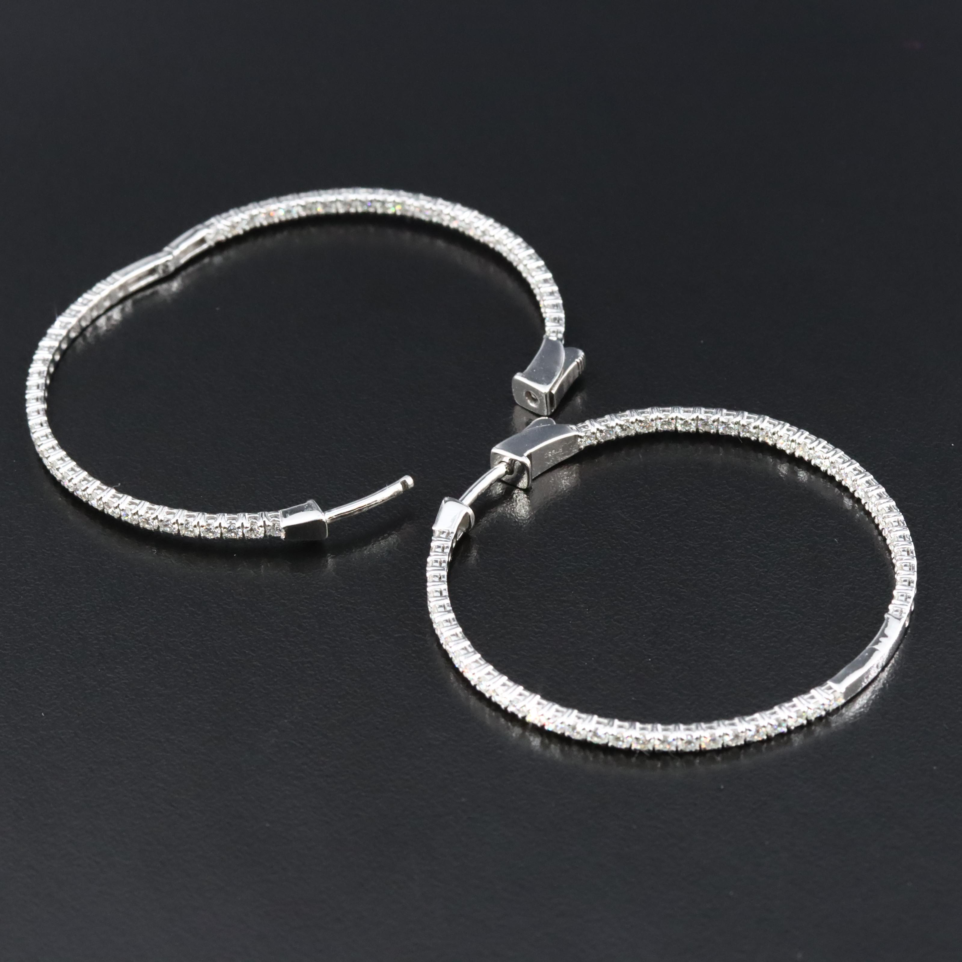 Platinum 2.88 CTW Diamond Inside Out Hoop Earrings