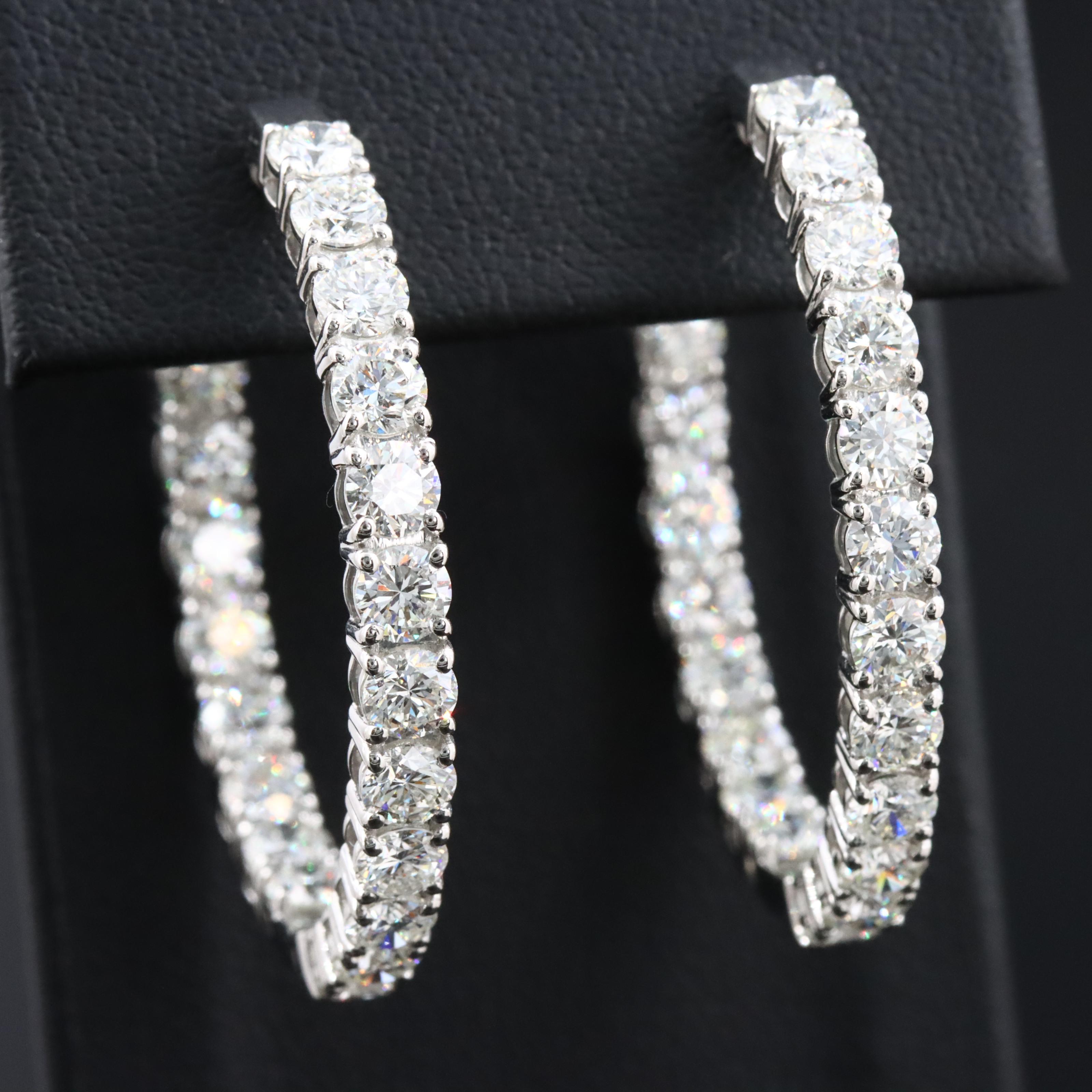 Platinum 8.38 CTW Diamond Inside Out Hoop Earrings