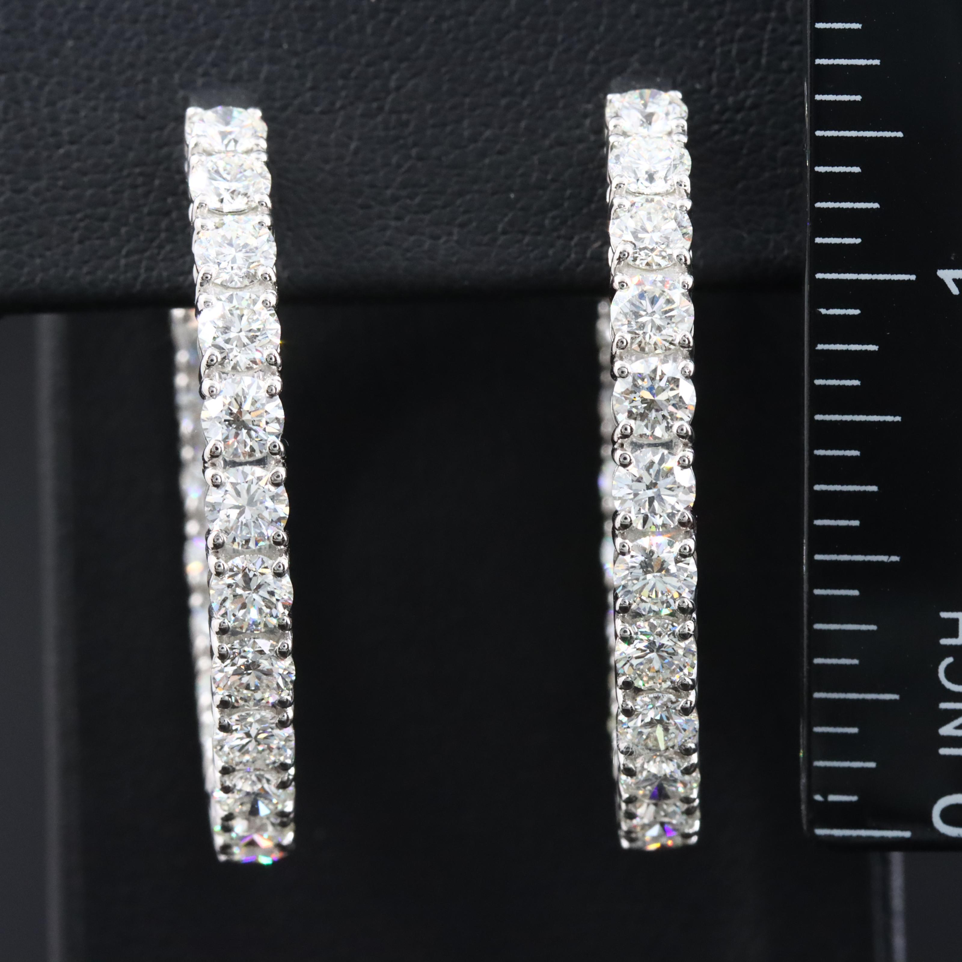 Platinum 8.38 CTW Diamond Inside Out Hoop Earrings