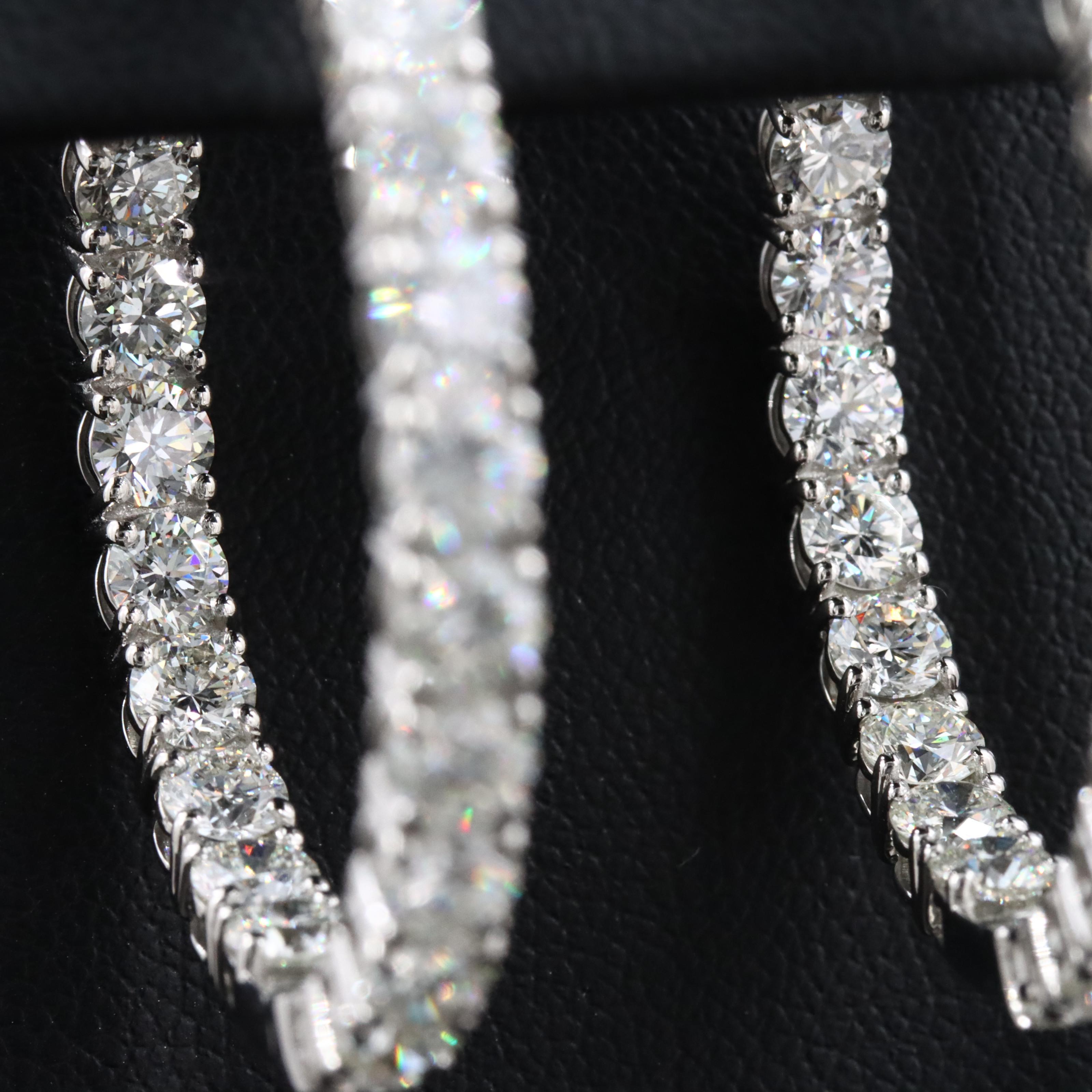 Platinum 8.38 CTW Diamond Inside Out Hoop Earrings