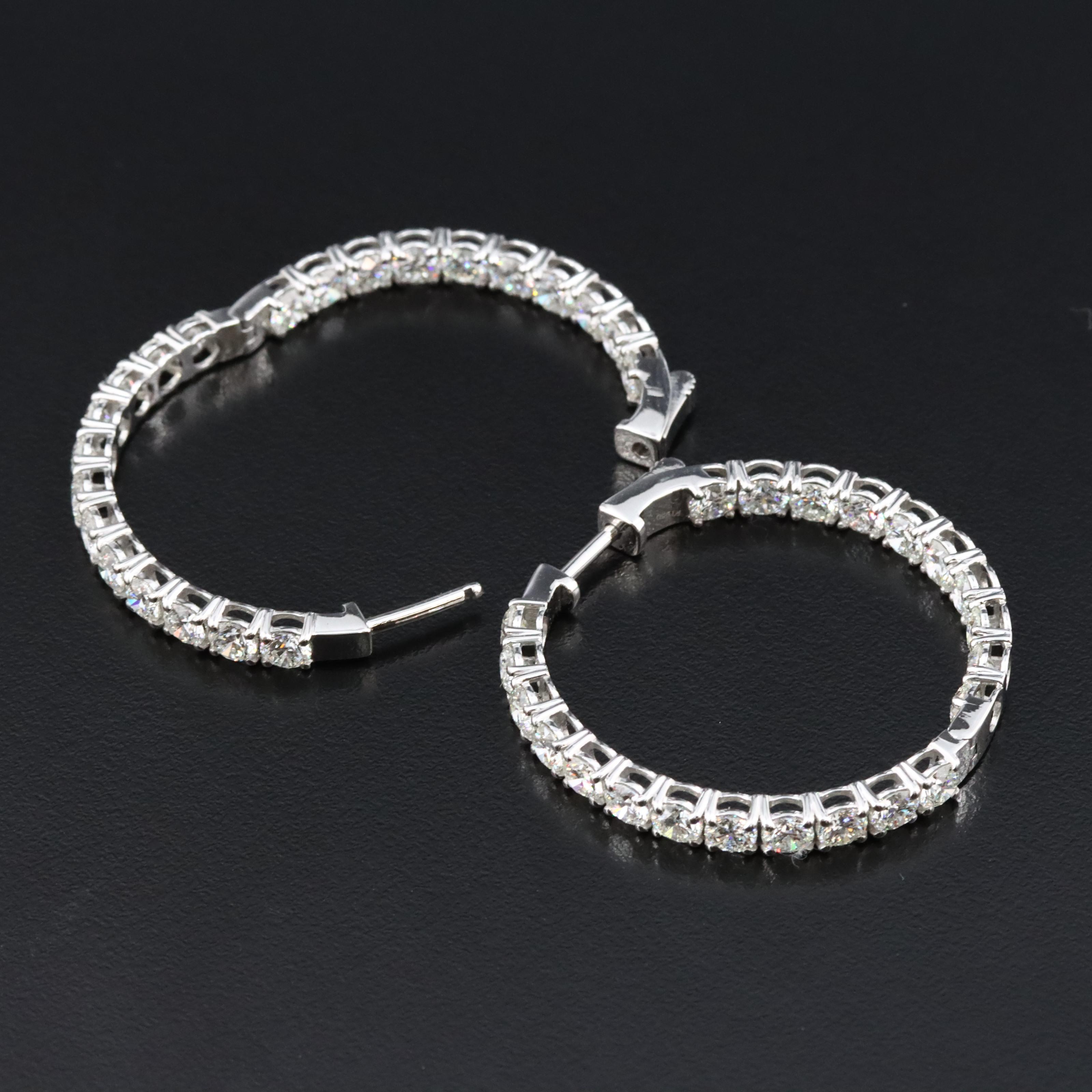 Platinum 8.38 CTW Diamond Inside Out Hoop Earrings