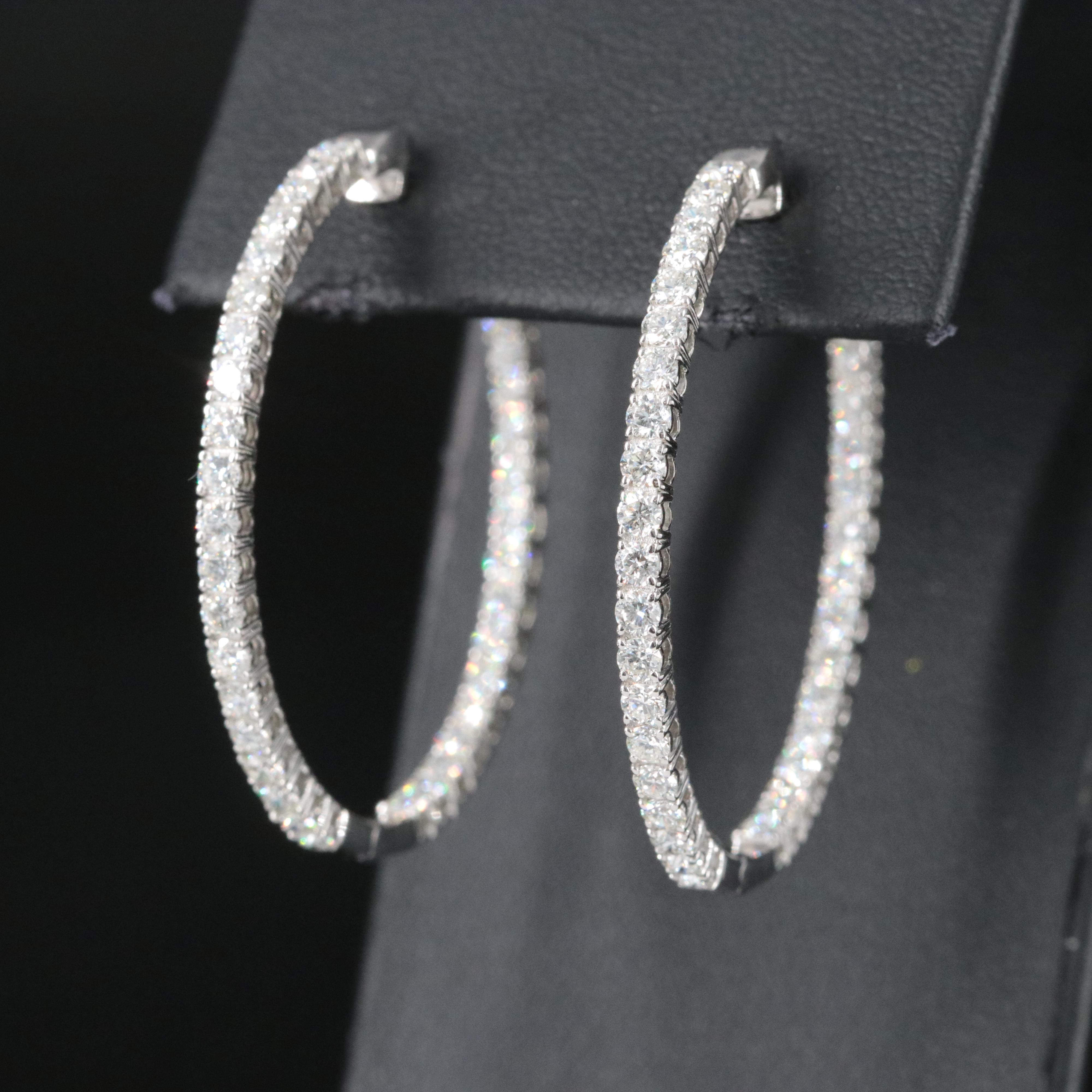 Platinum 2.86 CTW Diamond Inside Out Hoop Earrings