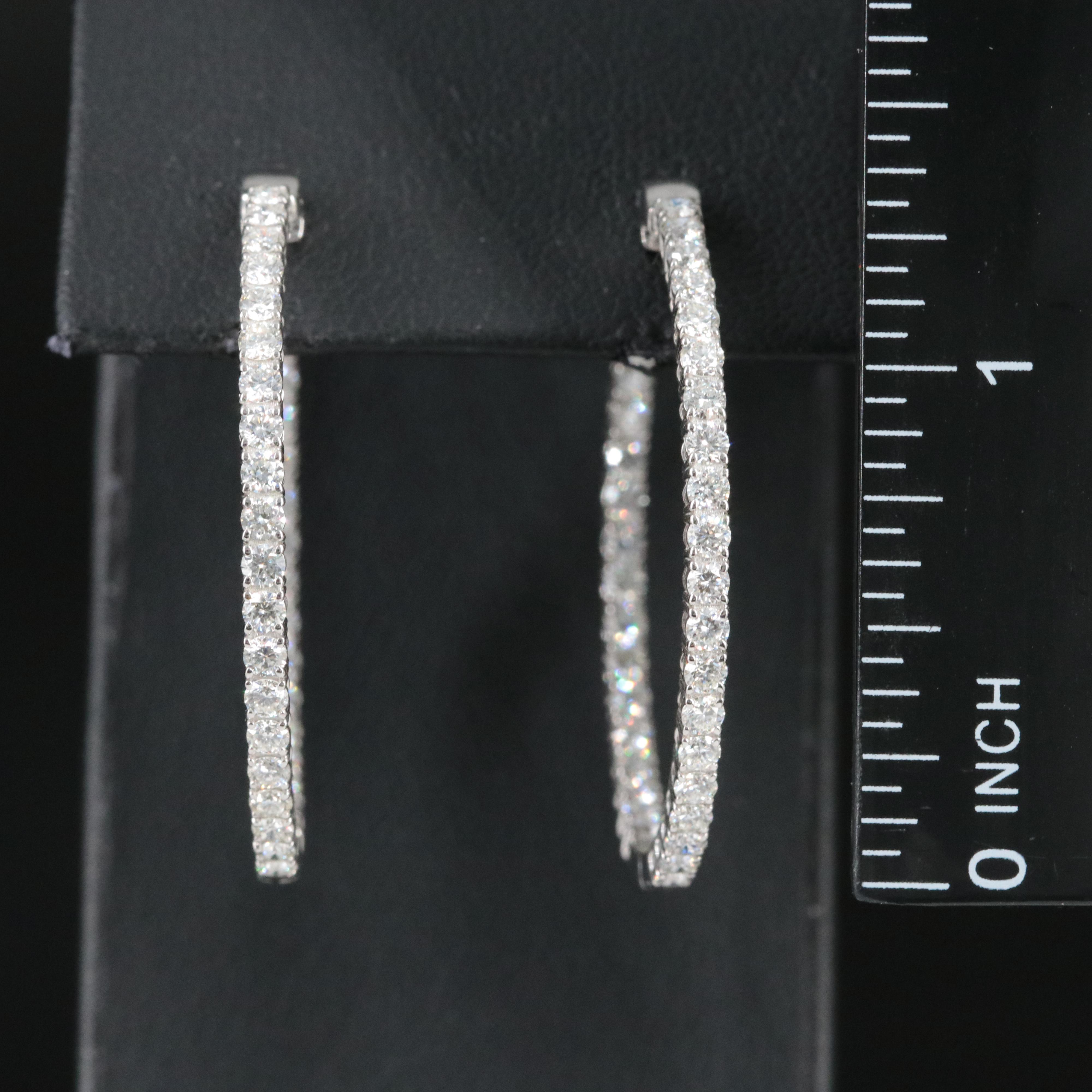 Platinum 2.86 CTW Diamond Inside Out Hoop Earrings