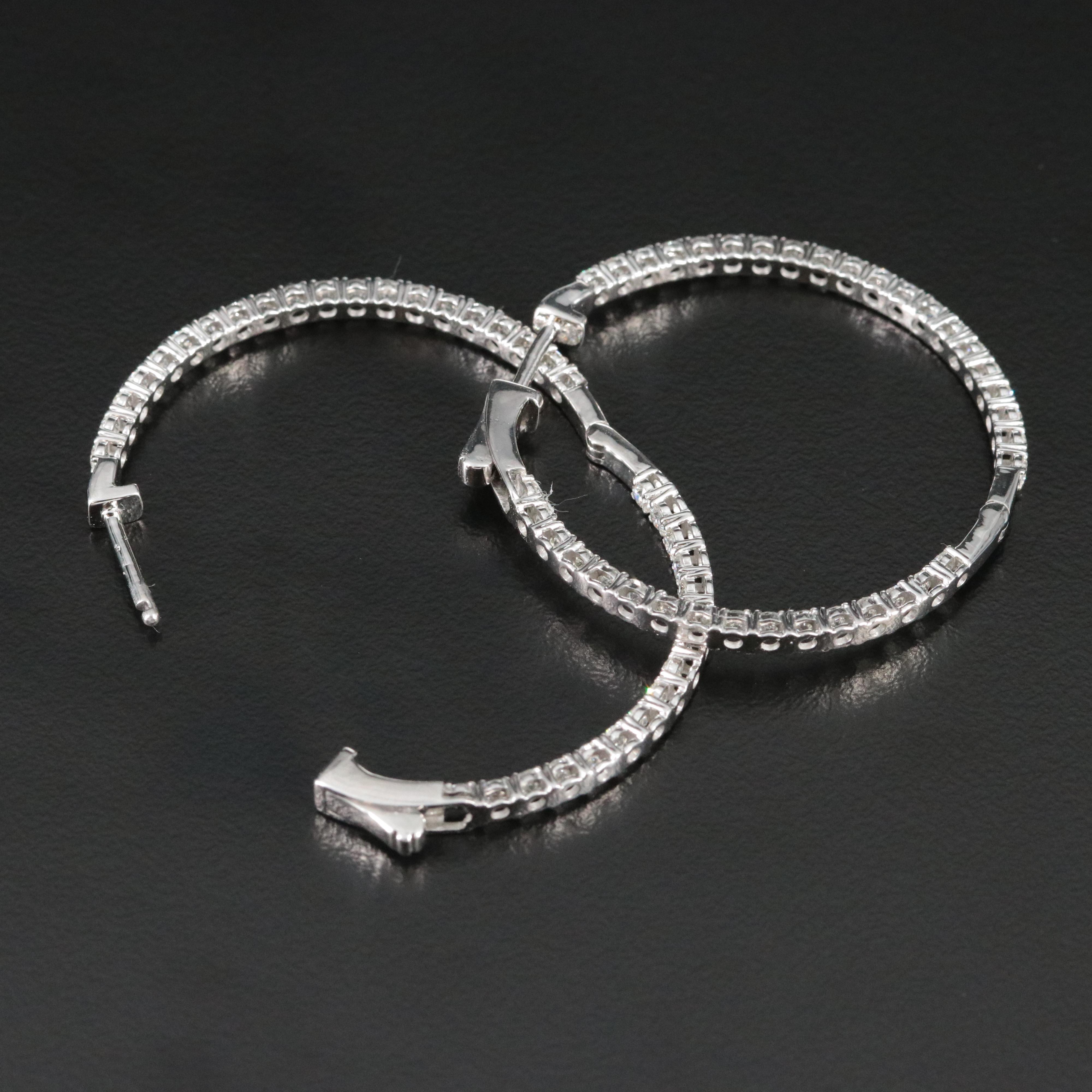 Platinum 2.86 CTW Diamond Inside Out Hoop Earrings