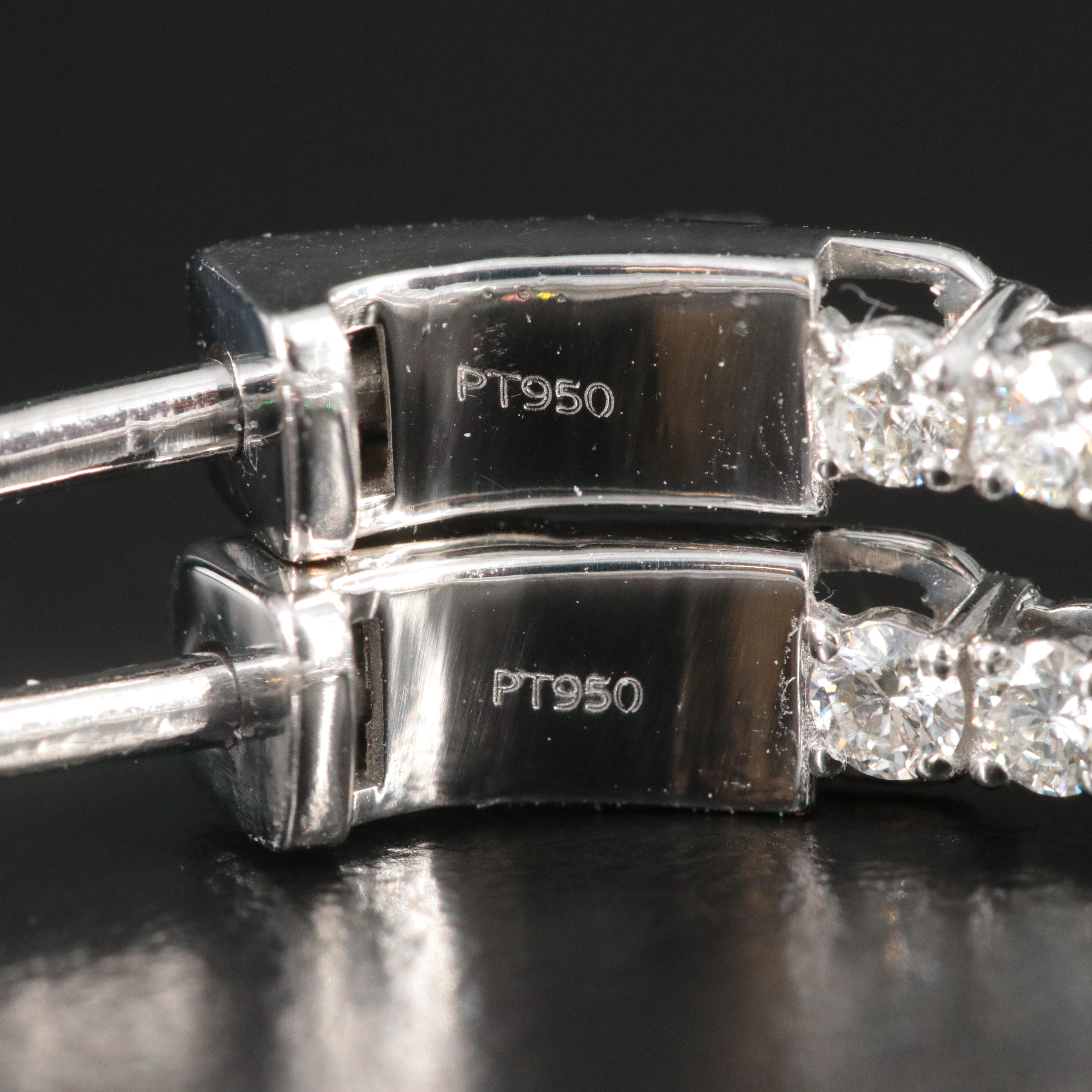 Platinum 2.86 CTW Diamond Inside Out Hoop Earrings
