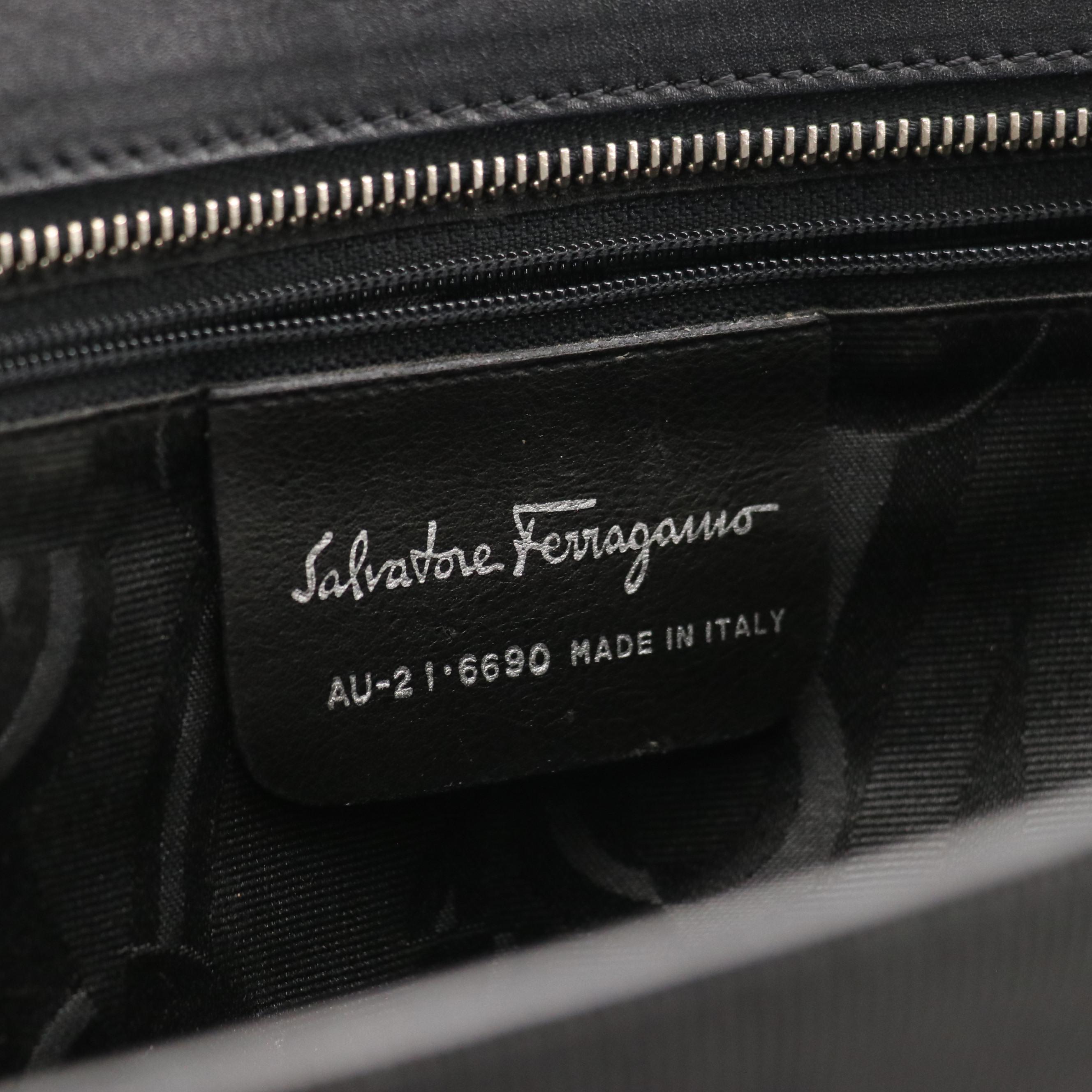 Salvatore Ferragamo Vara Chain Tote in Black Tiered Grosgrain Ribbon